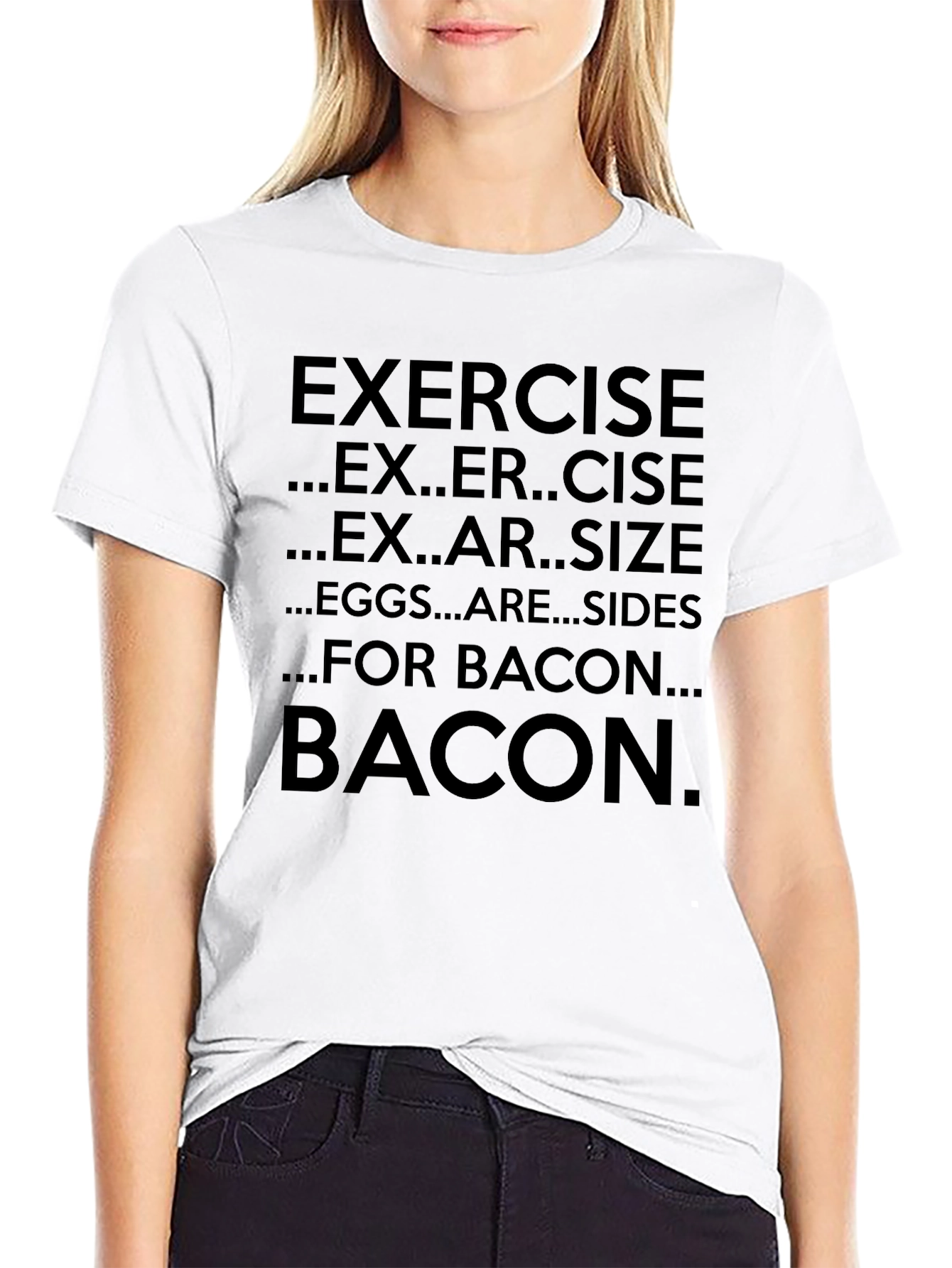 Black Exercise Bacon Funny Graphic T-Shirt view 9