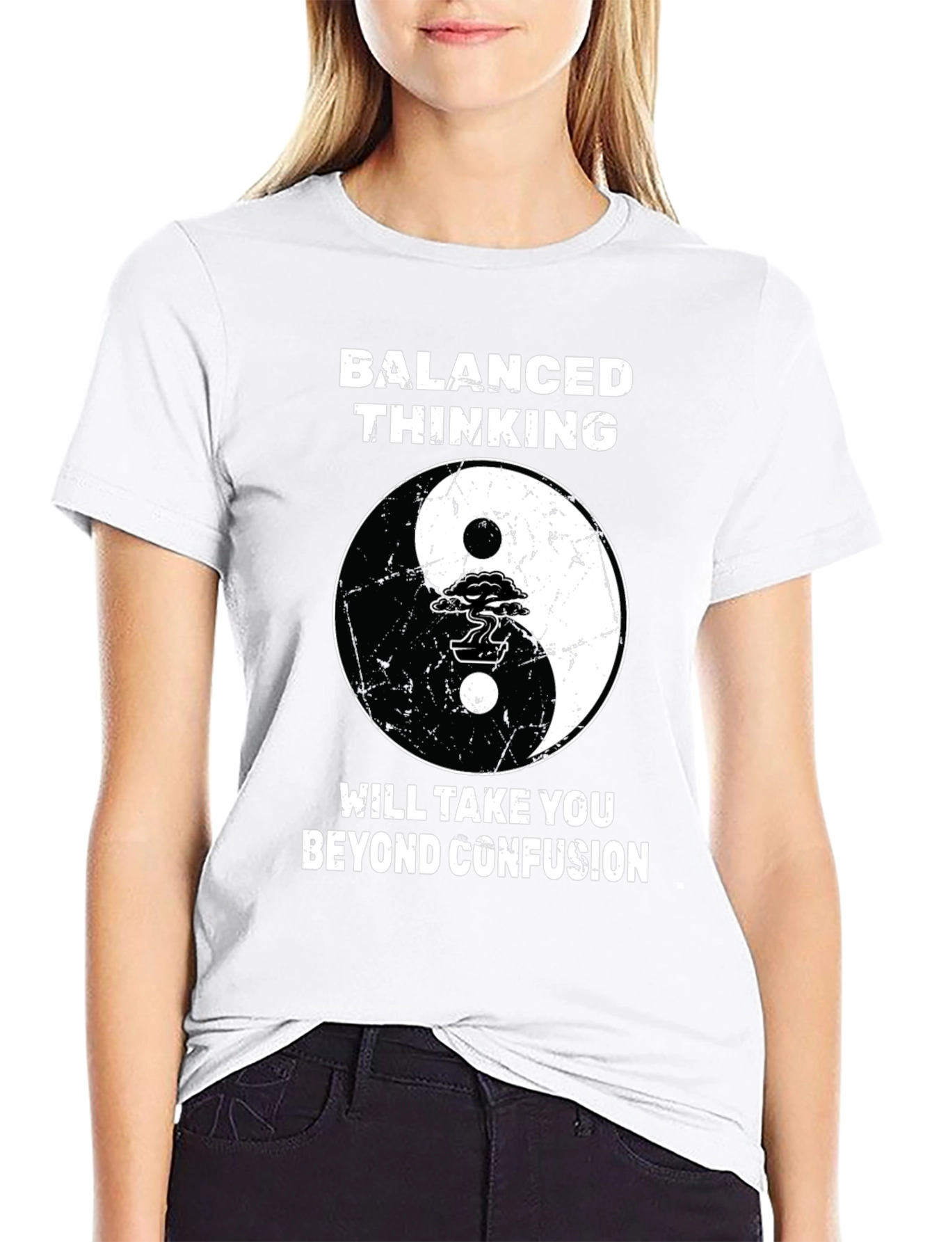 Black Balanced Thinking Yin Yang T-Shirt view 9