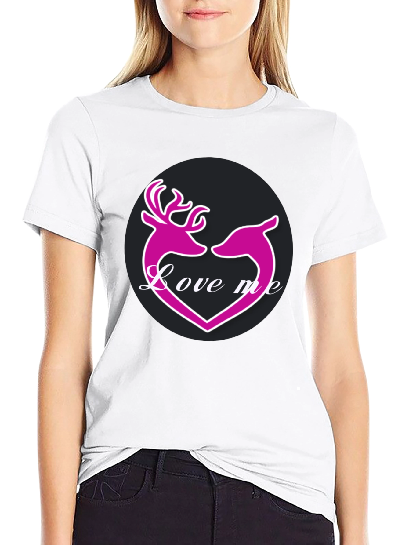 Black Love Me Deer Heart Graphic T-Shirt view 9