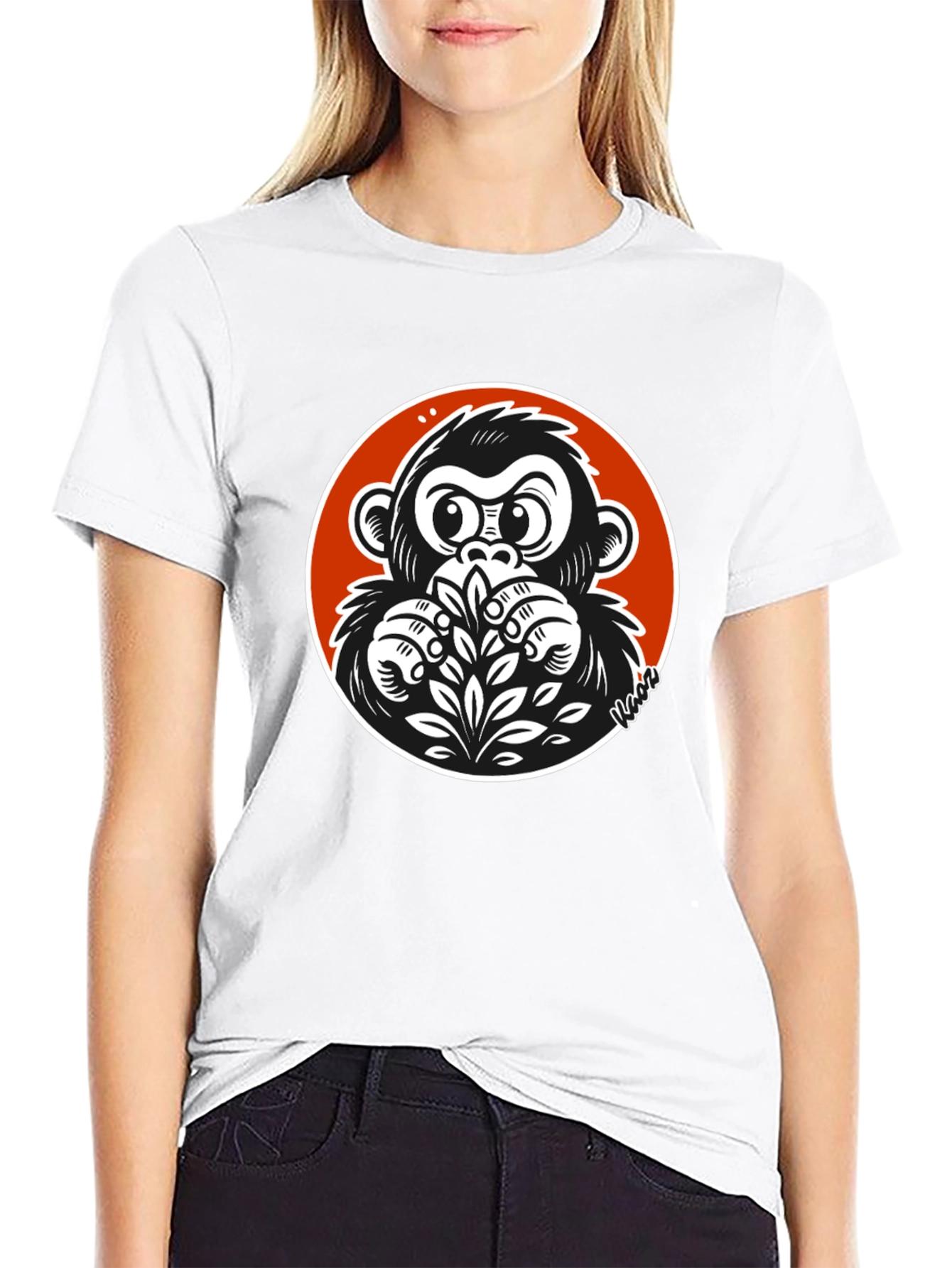 Black Cool Gorilla Graphic Tee - Black Cotton T-Shirt view 9