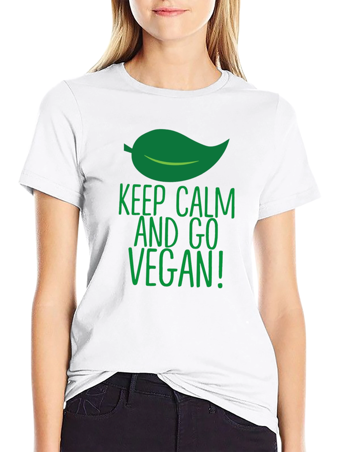 Black Keep Calm and Go Vegan T-Shirt - Black, Short Sleeve view 9