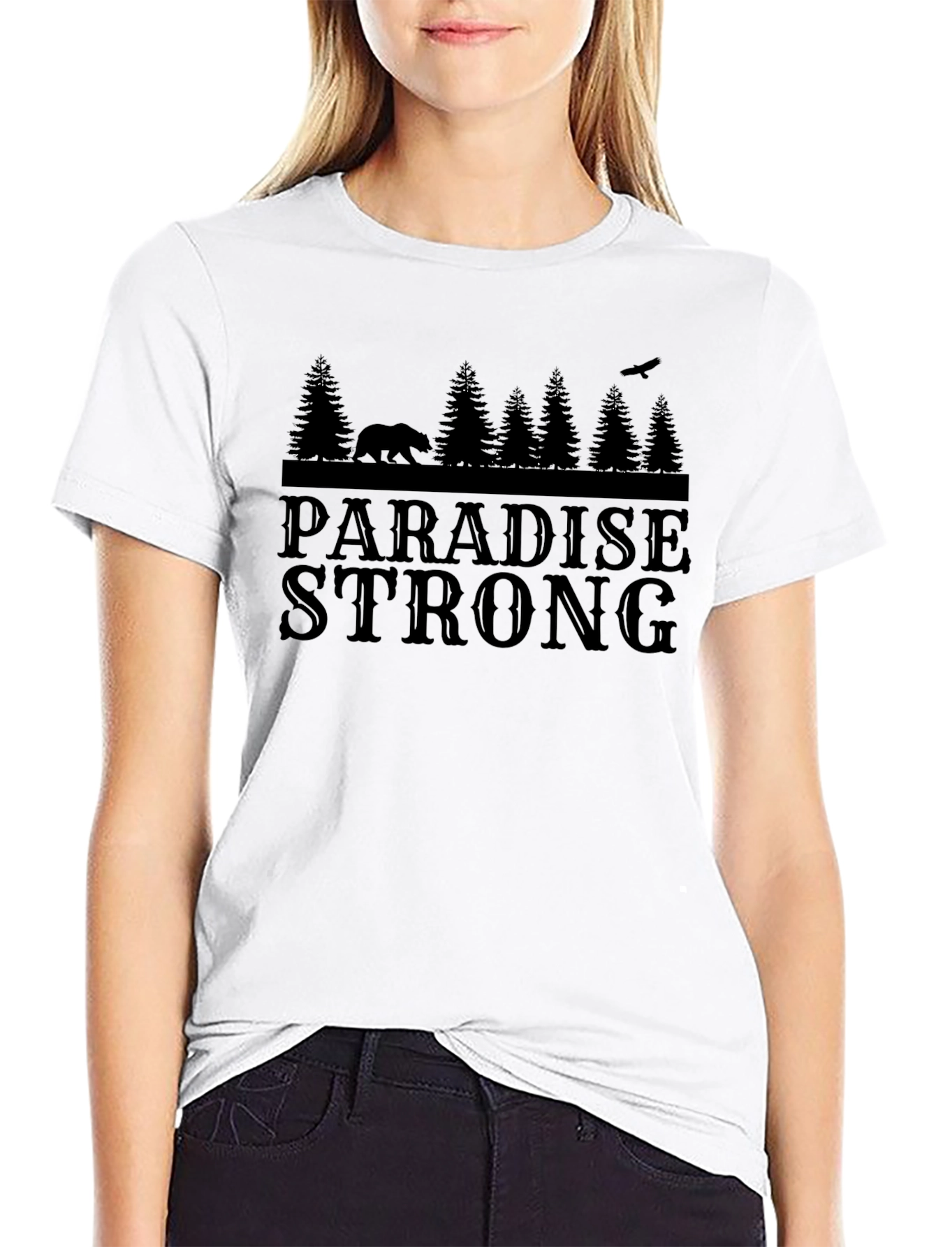Black Paradise Strong Black T-Shirt - Bear & Forest Graphic view 9