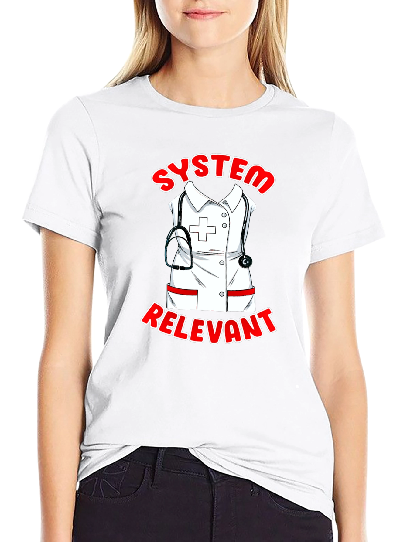 Black System Relevant Nurse T-Shirt - Black Cotton Tee view 9