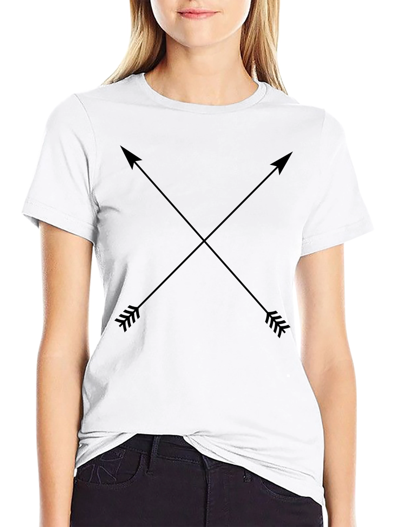 Black Crossed Arrows Graphic Tee - Casual Black T-Shirt view 9