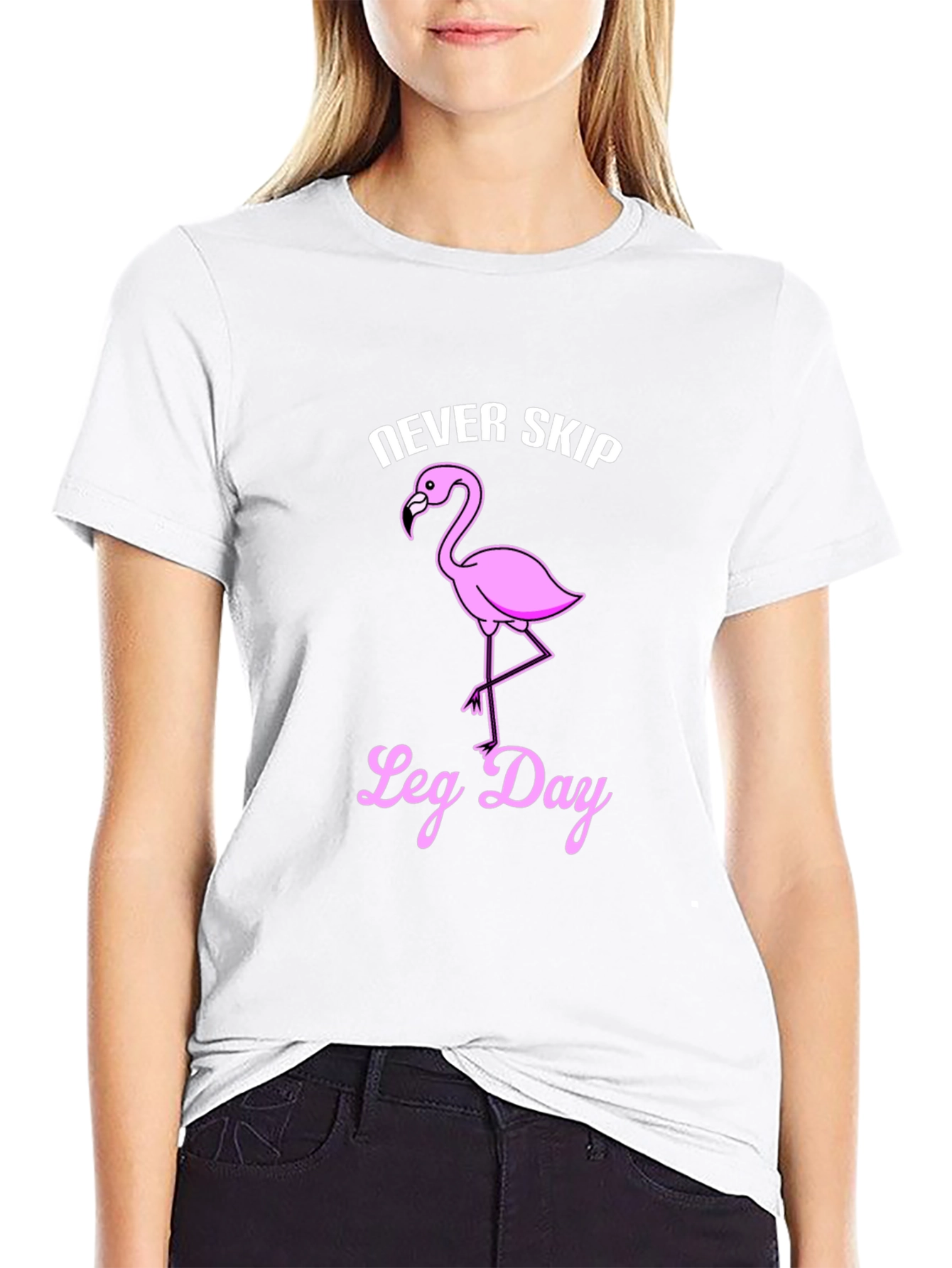 Black Never Skip Leg Day Flamingo Graphic T-Shirt view 9