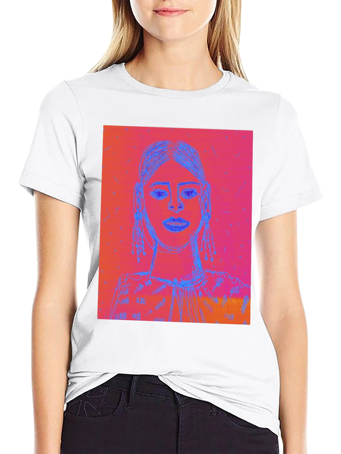 Black Abstract Portrait Graphic Tee - Modern Streetwear Style view 9