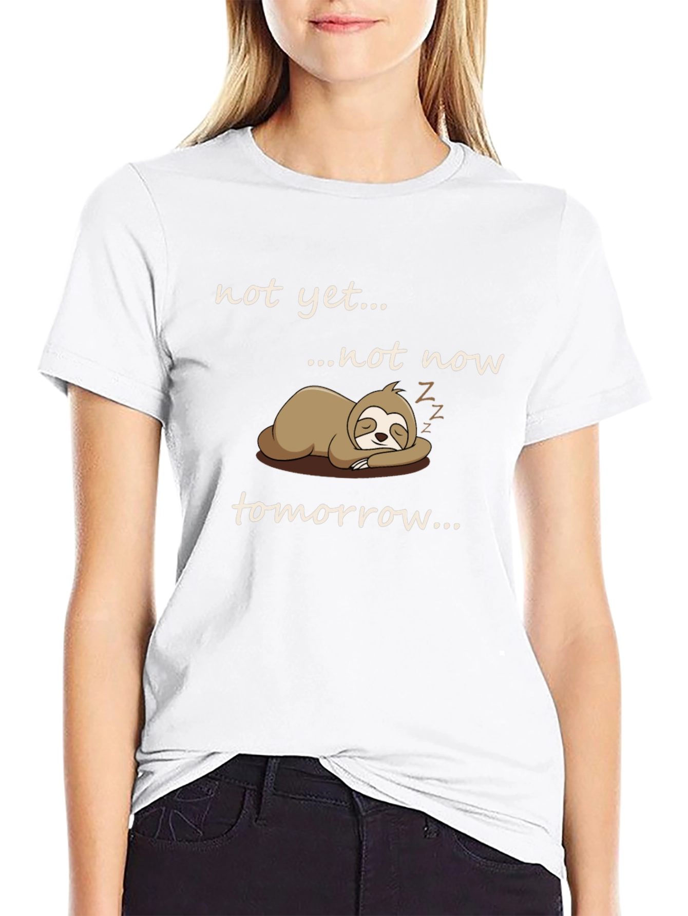 Black Sloth Graphic T-Shirt - "Not Yet... Tomorrow" view 9
