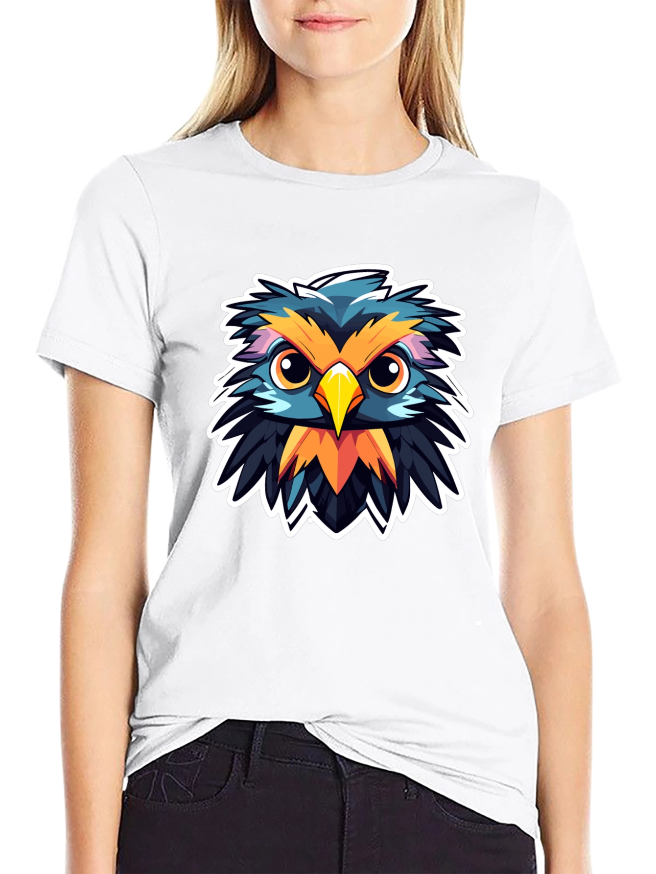 Black Owl Graphic Print Black T-Shirt view 9