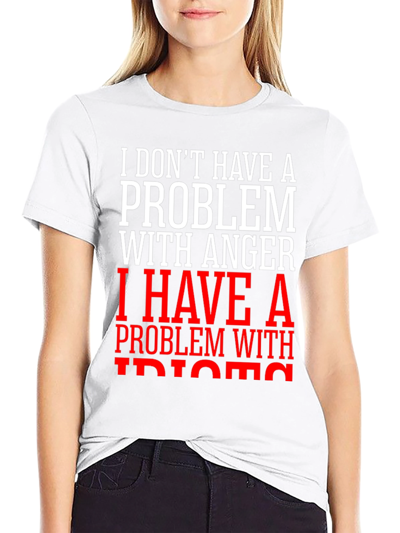 Black Funny Anger Problem Graphic T-Shirt view 9