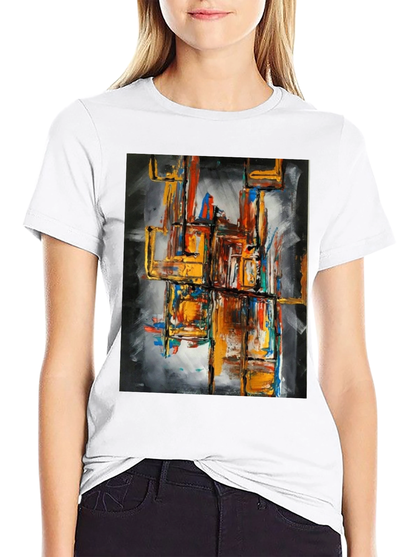 Black Abstract Art Men's Graphic Tee - Black view 9