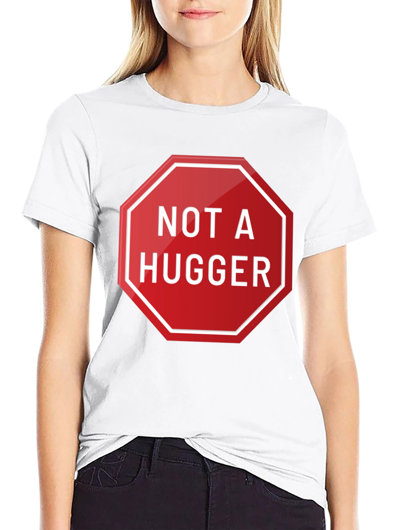 Black Not A Hugger Graphic T-Shirt - Funny Slogan Tee view 9