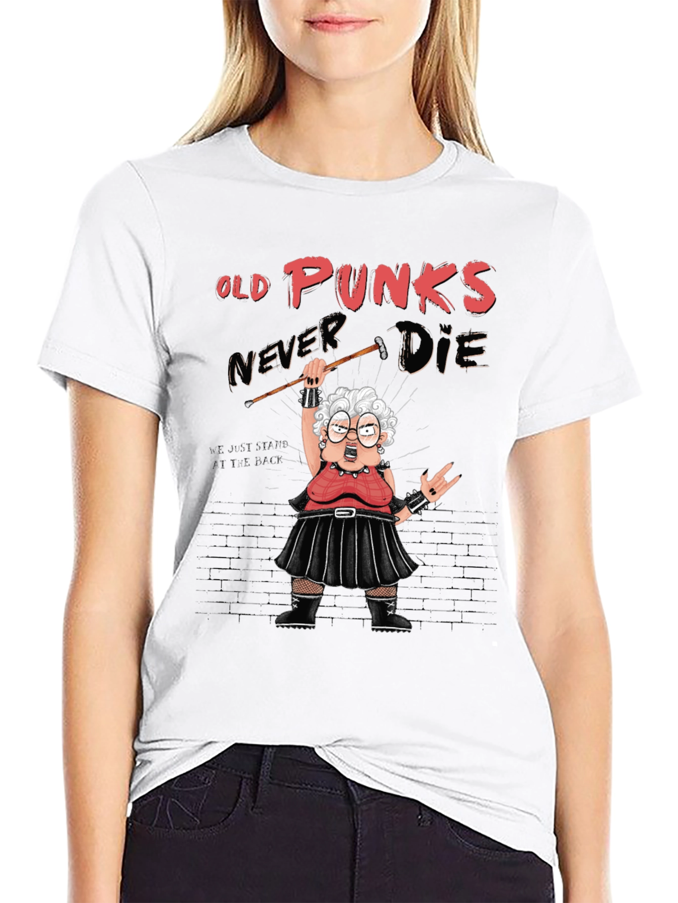 Black Old Punks Never Die Graphic T-Shirt view 9