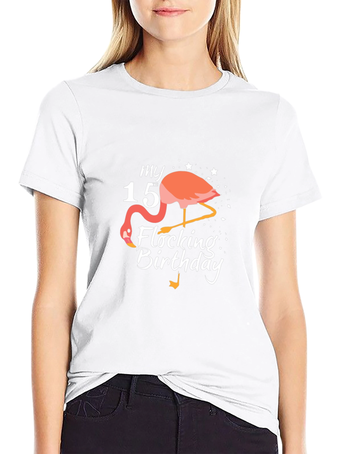 Black My 15th Flocking Birthday T-Shirt Flamingo view 9