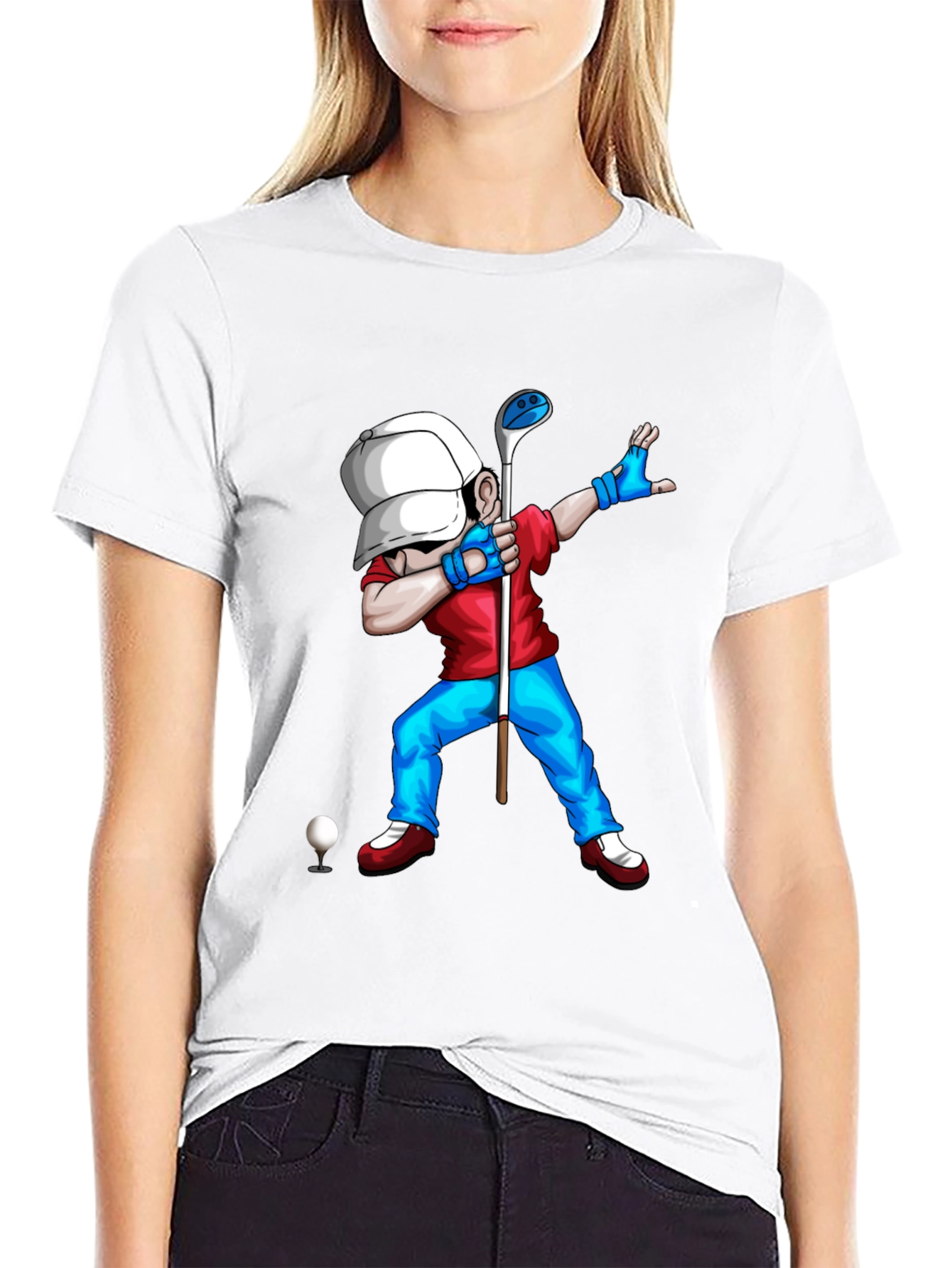 Black Golf Dabbing Cartoon Graphic Tee view 9