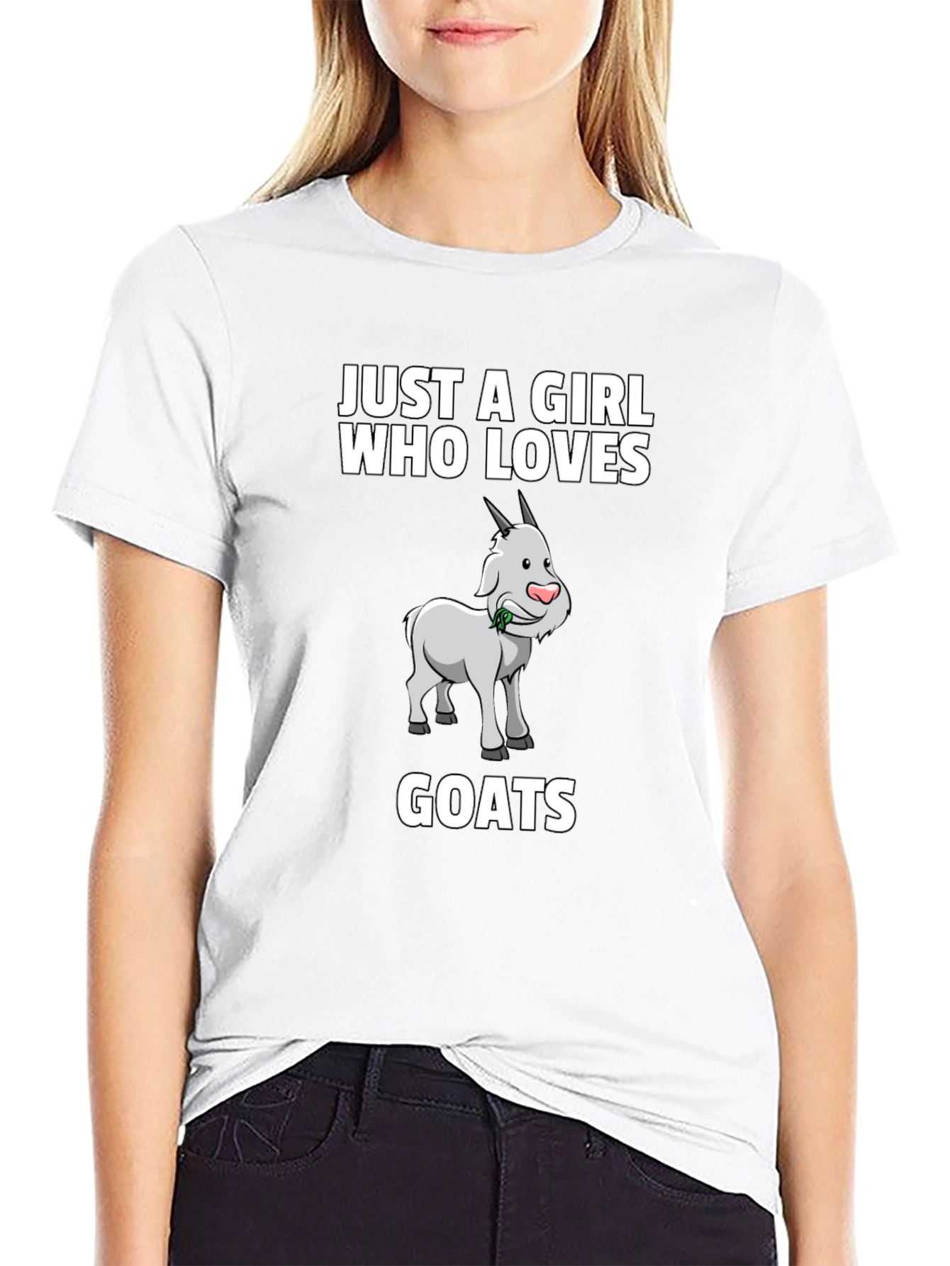 Black Just A Girl Who Loves Goats T-Shirt view 9