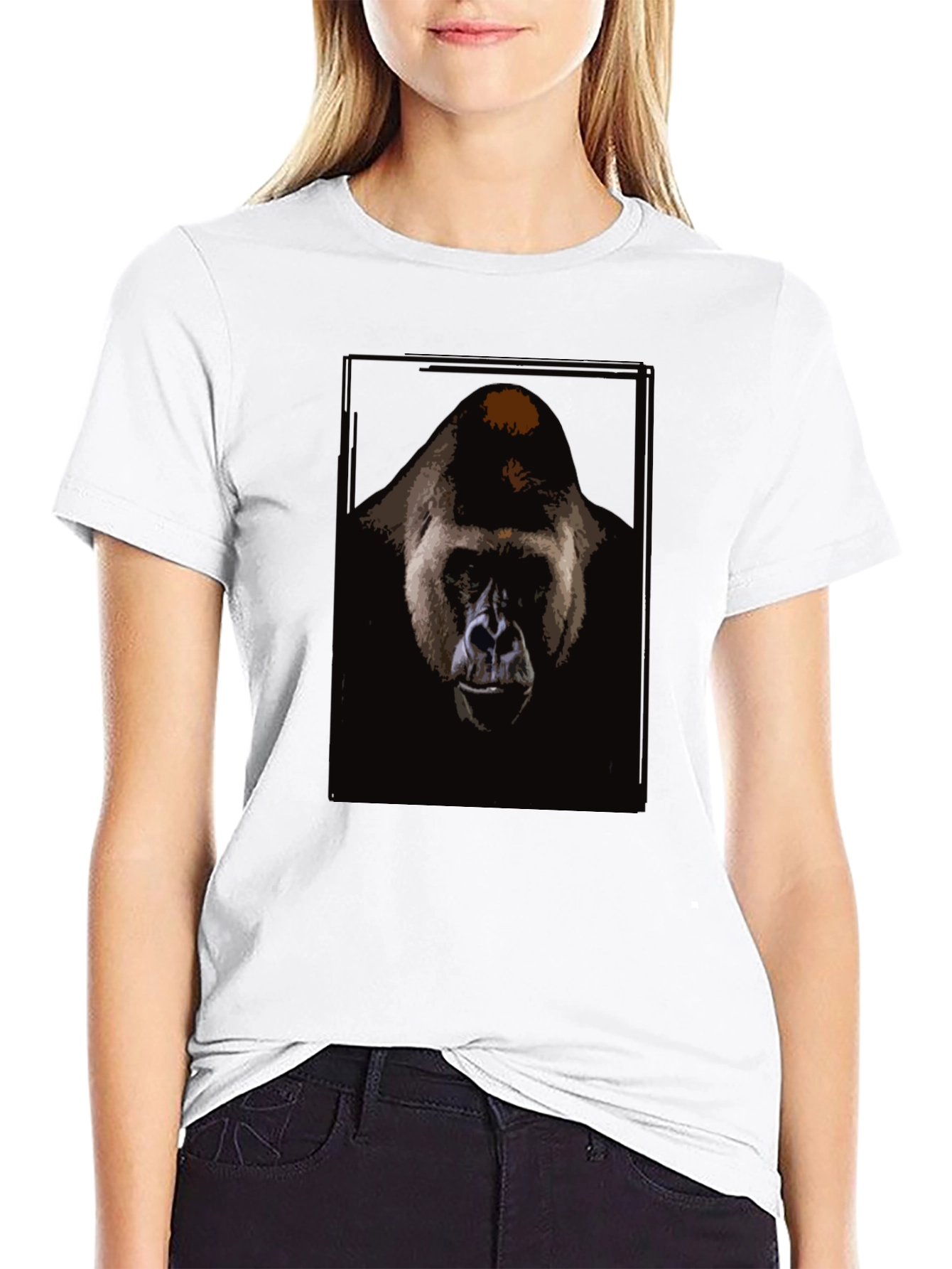 Black Gorilla Graphic Print Black T-Shirt view 9