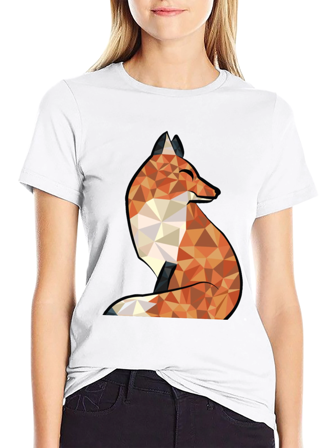 Black Geometric Fox Graphic Tee - Stylish & Unique Design view 9