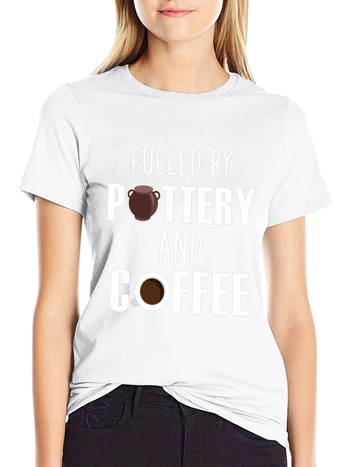 Black Fueled by Pottery and Coffee T-Shirt view 9