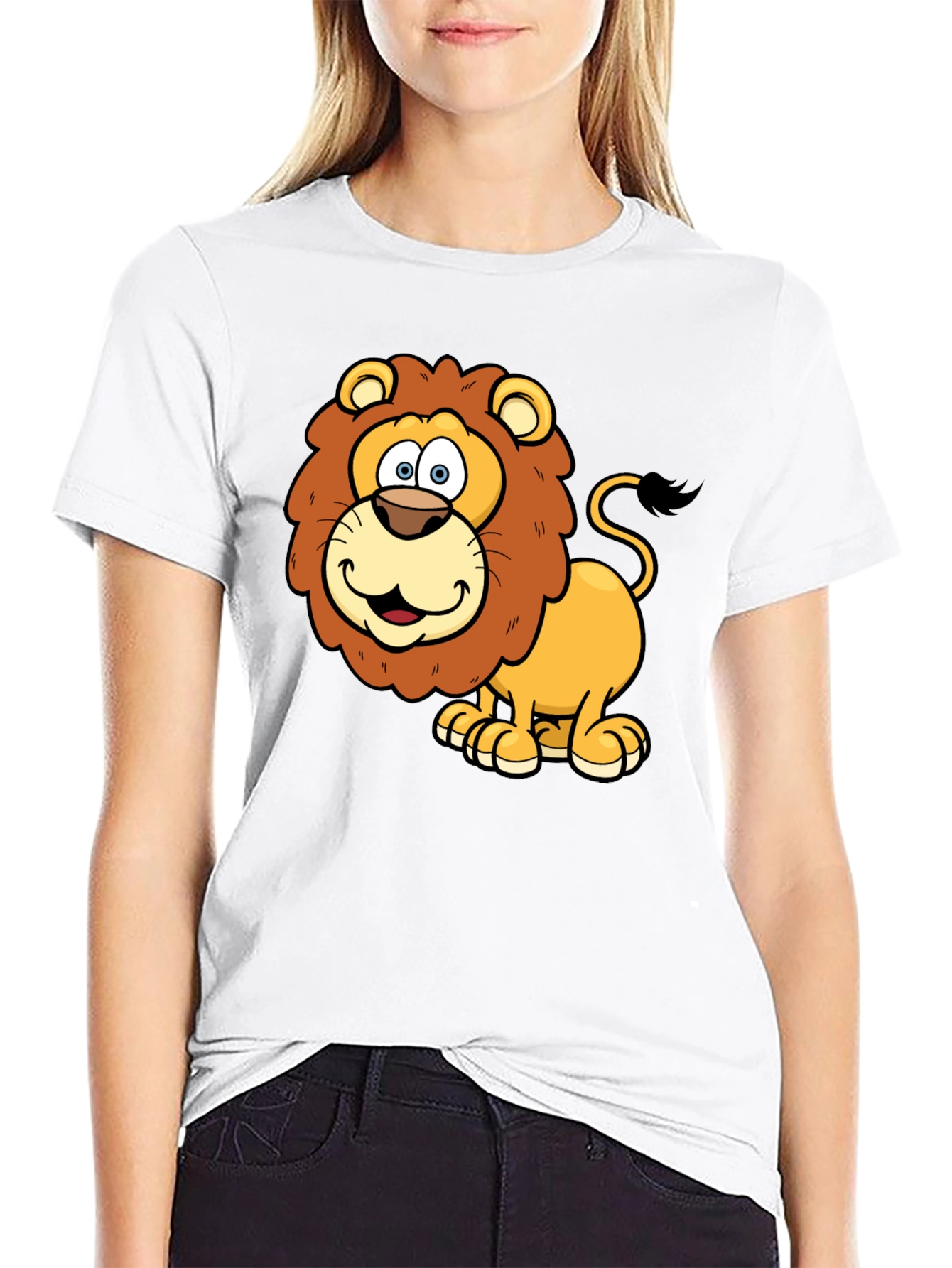 Black Lion Cartoon Graphic T-Shirt view 9