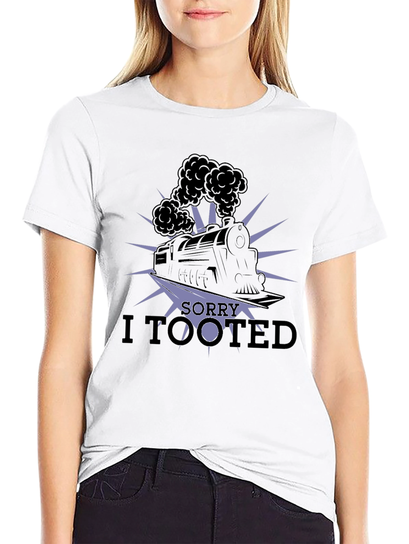 Black Funny "Sorry I Tooted" Train T-Shirt view 9