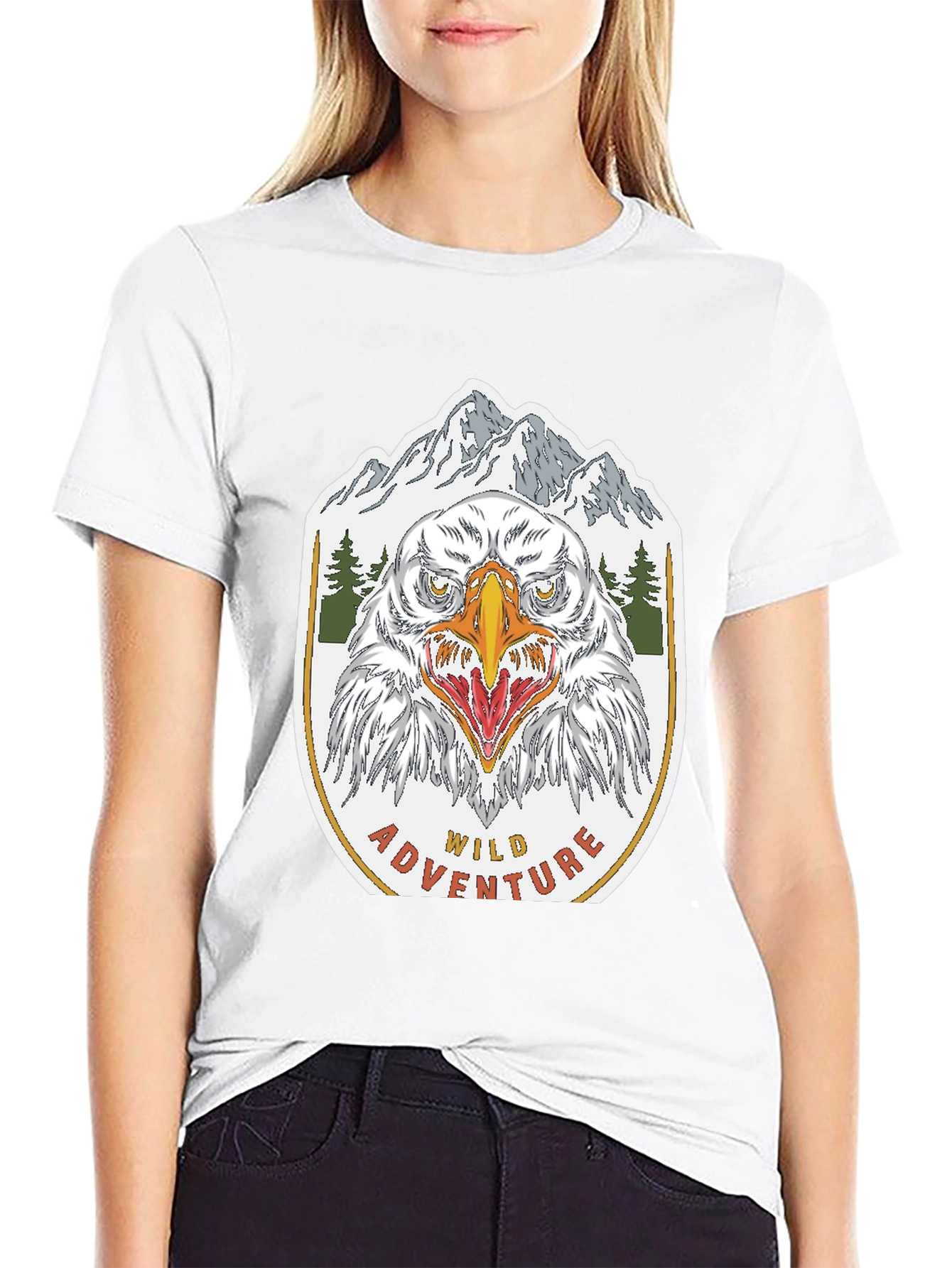 Black Wild Adventure Eagle Graphic T-Shirt view 9