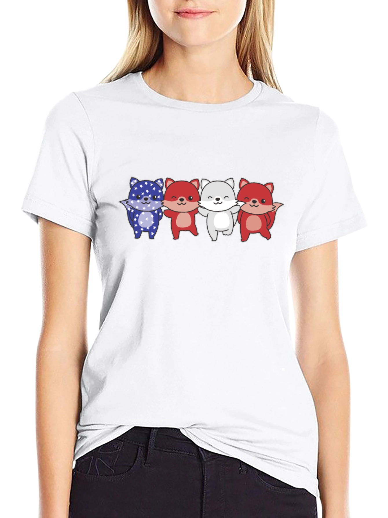 Black Patriotic Fox T-Shirt - USA Animal Design view 9