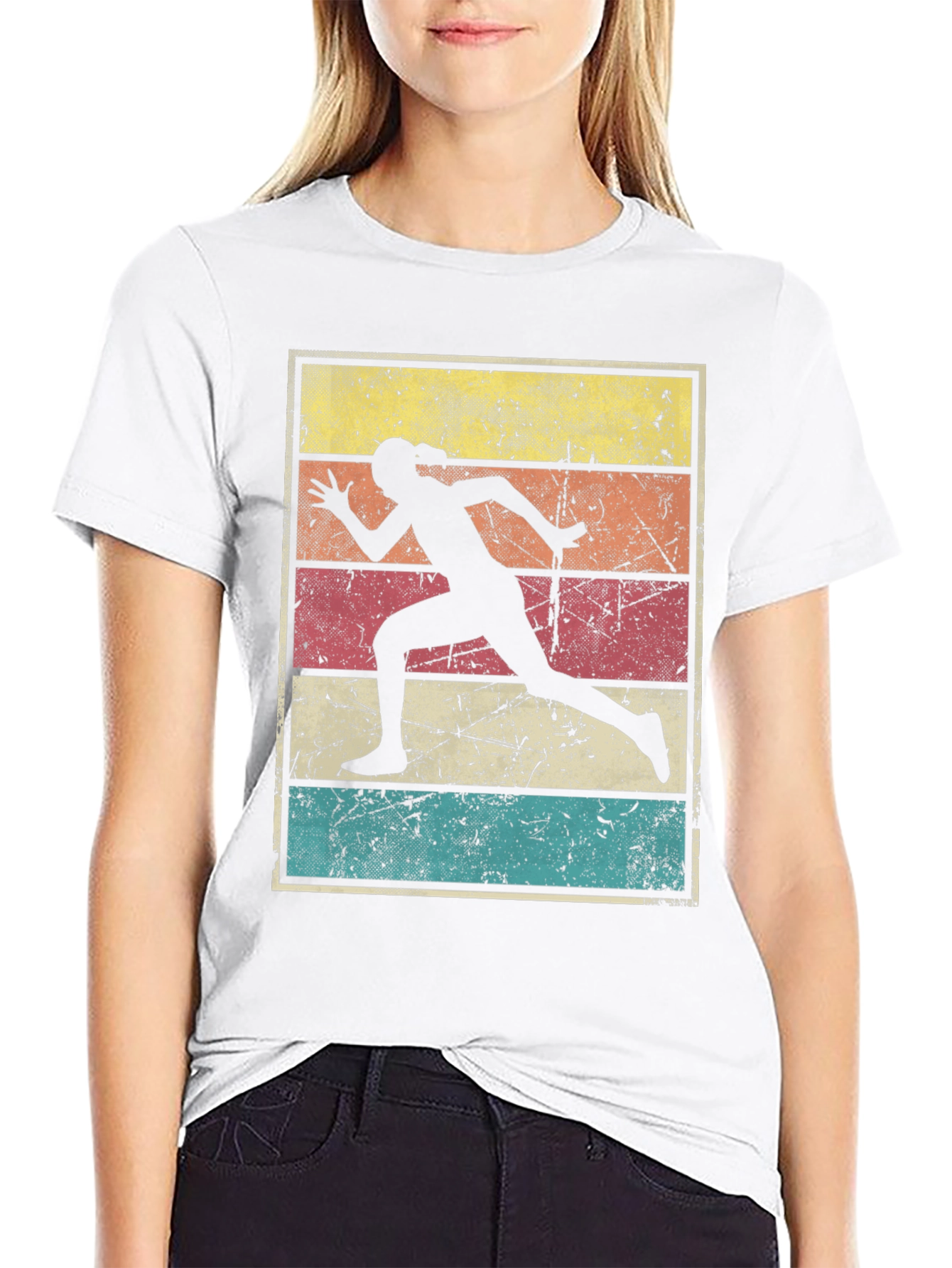 Black Retro Runner T-Shirt | Vintage Style Athletics Tee view 9