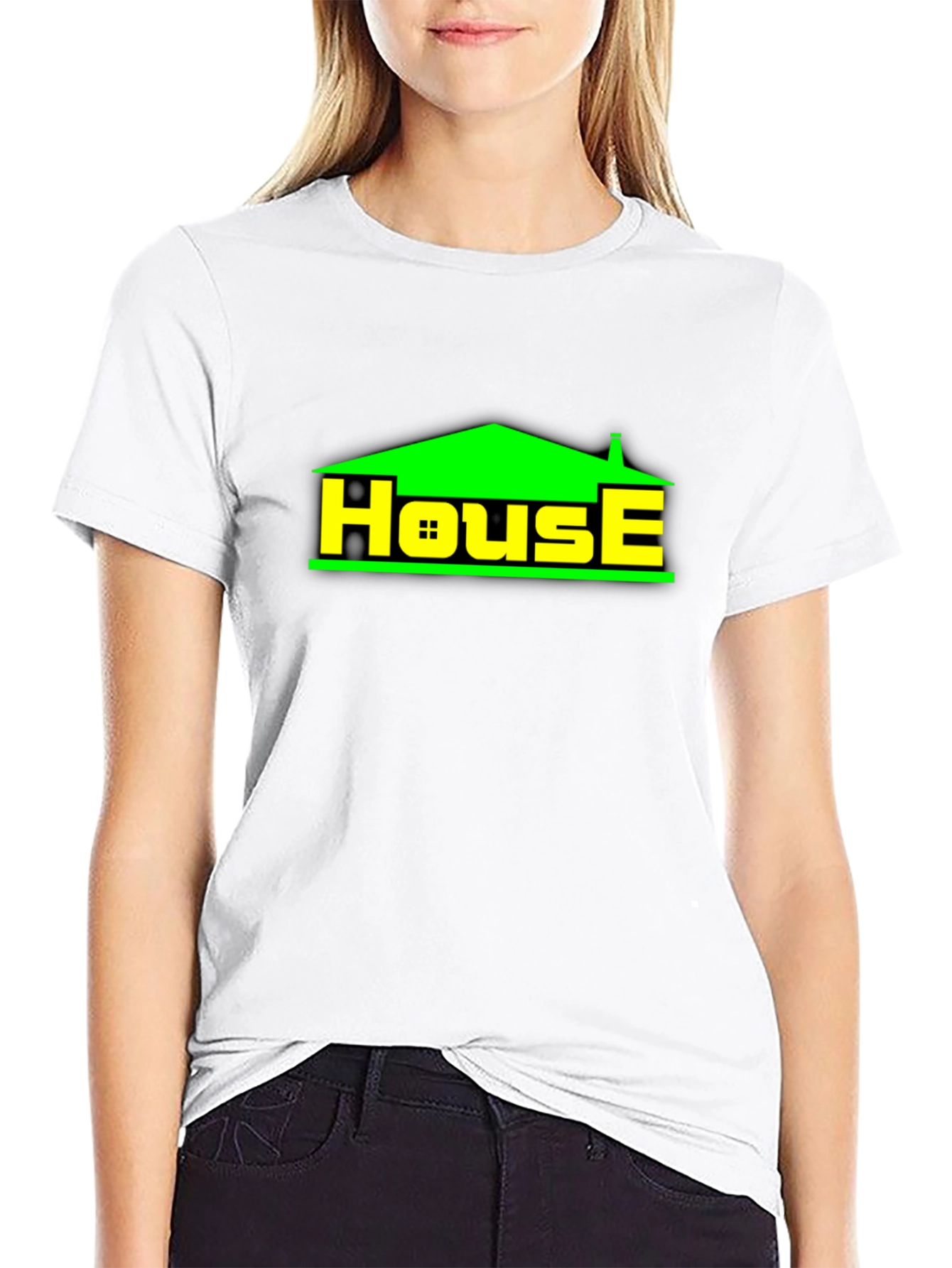 Black House Graphic T-Shirt - Black Crew Neck Tee view 9