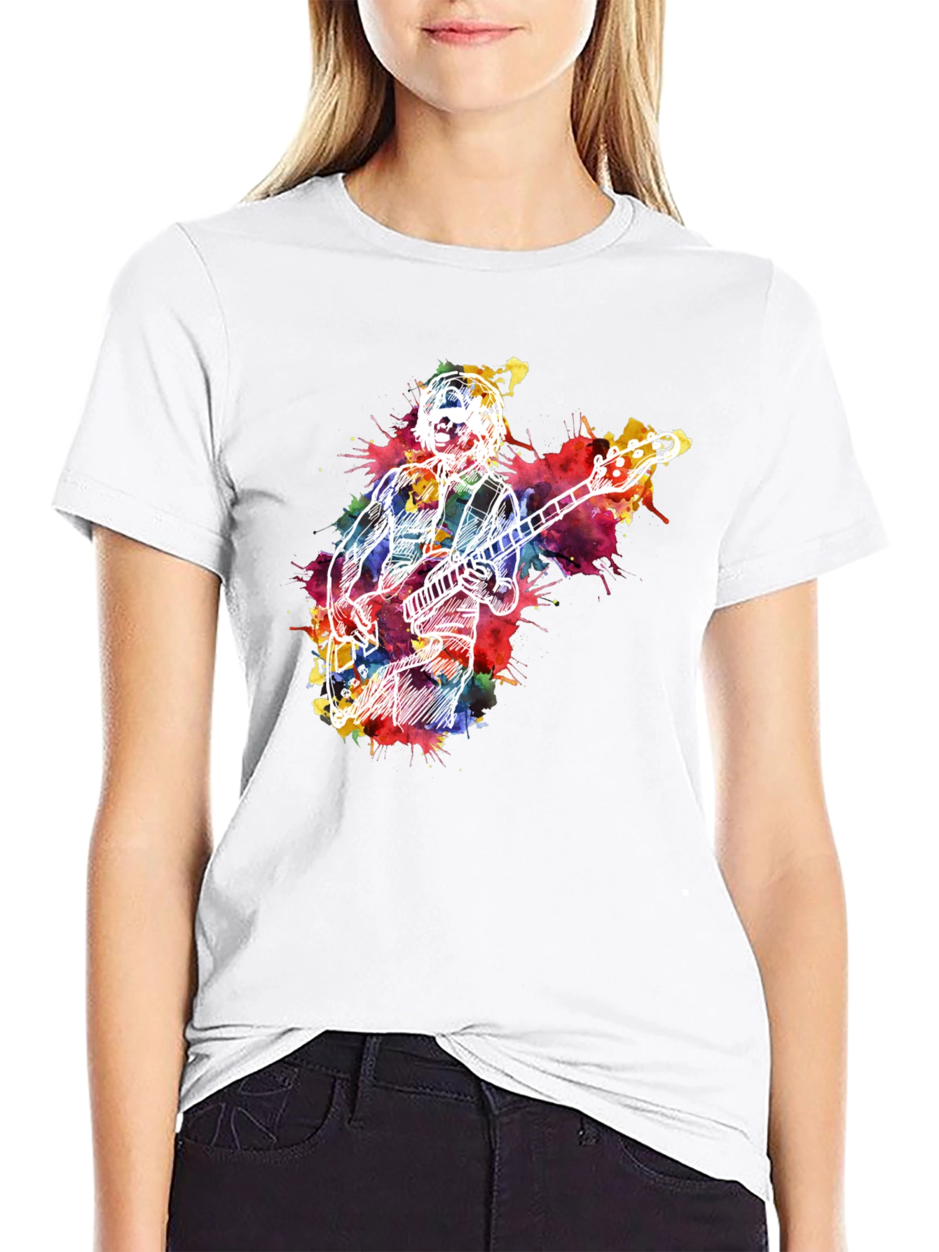 Black Musician Watercolor Graphic T-Shirt - Black view 9