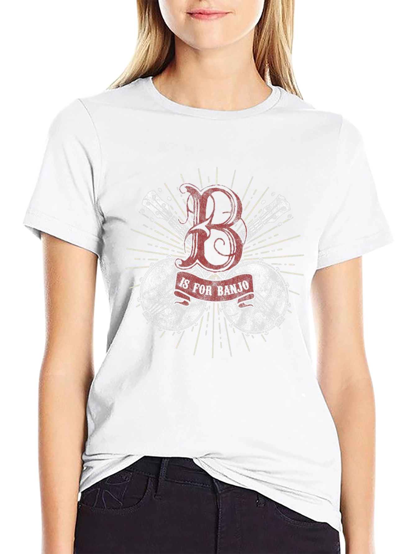 Black B is for Banjo Graphic Tee - Music Lover's T-Shirt view 9