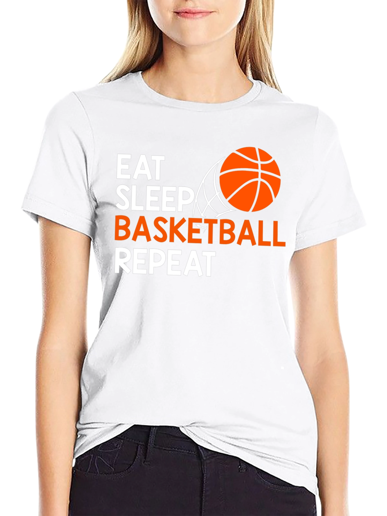 Black Eat Sleep Basketball Repeat T-Shirt view 9