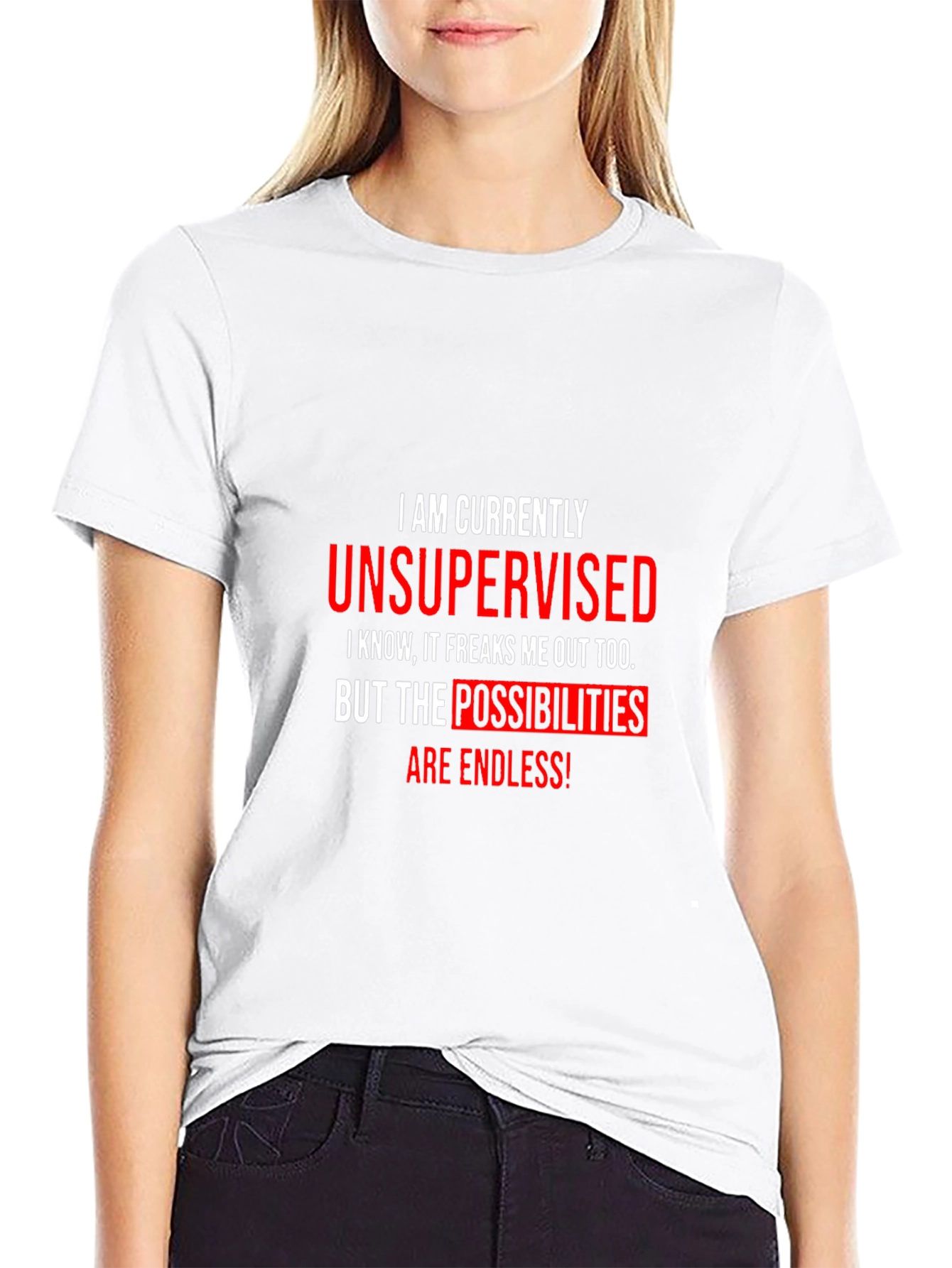 Black Unsupervised Funny Graphic T-Shirt view 9