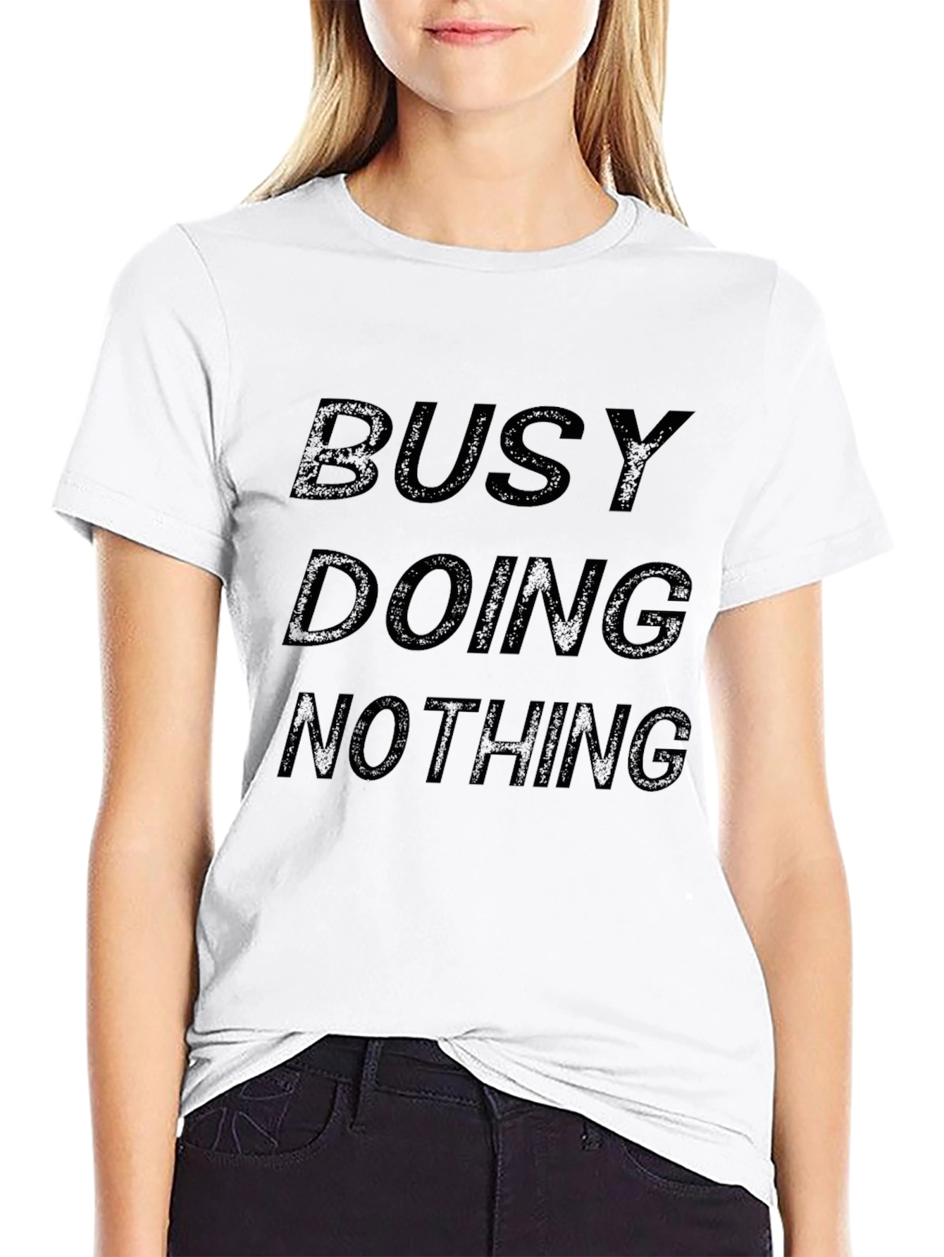 Black Busy Doing Nothing Graphic Tee - Black Casual T-Shirt view 9