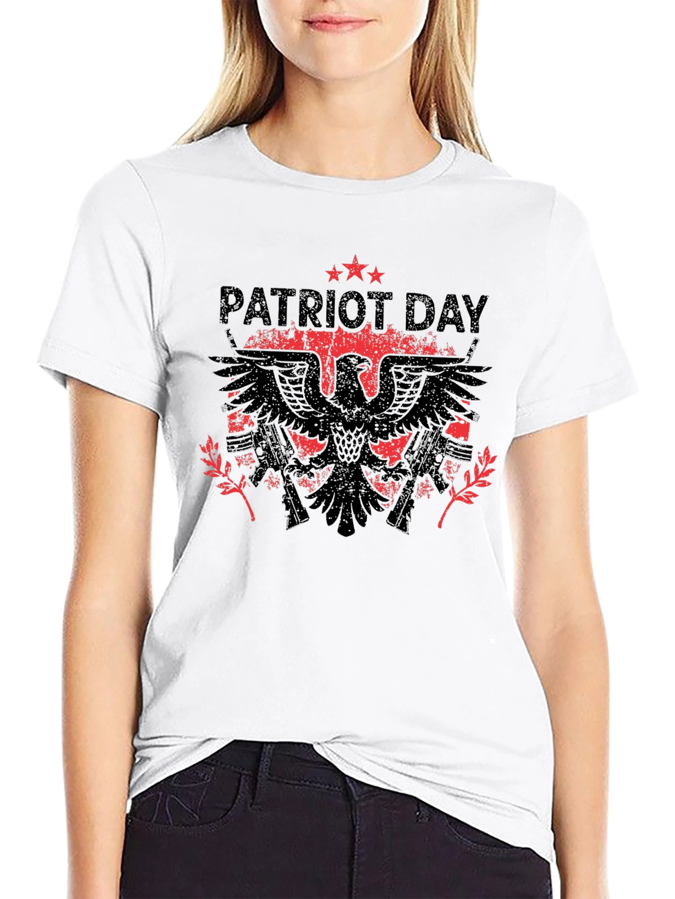 Black Patriot Day Eagle Graphic Black T-Shirt view 9