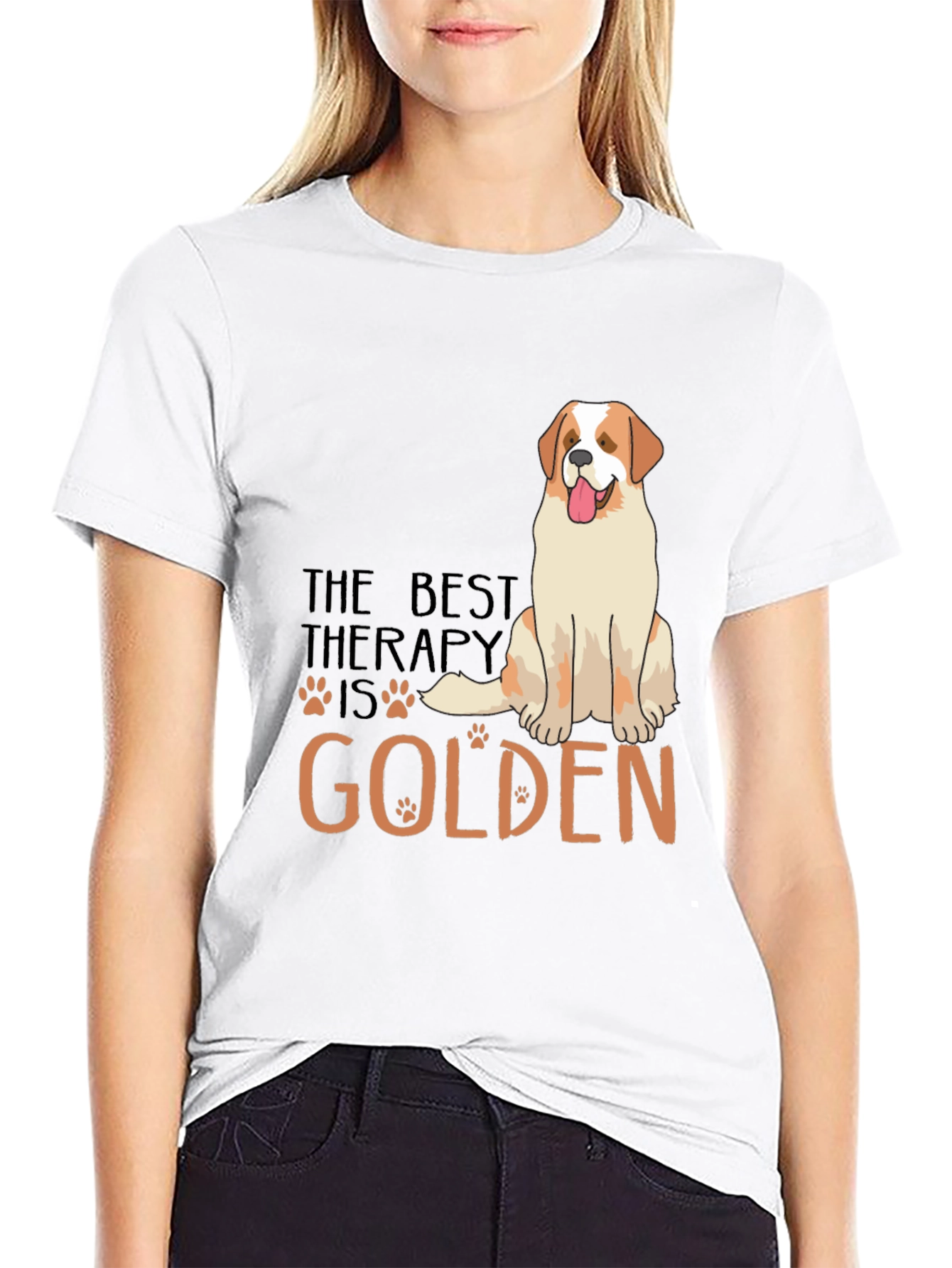 Black Golden Therapy Dog Graphic T-Shirt view 9