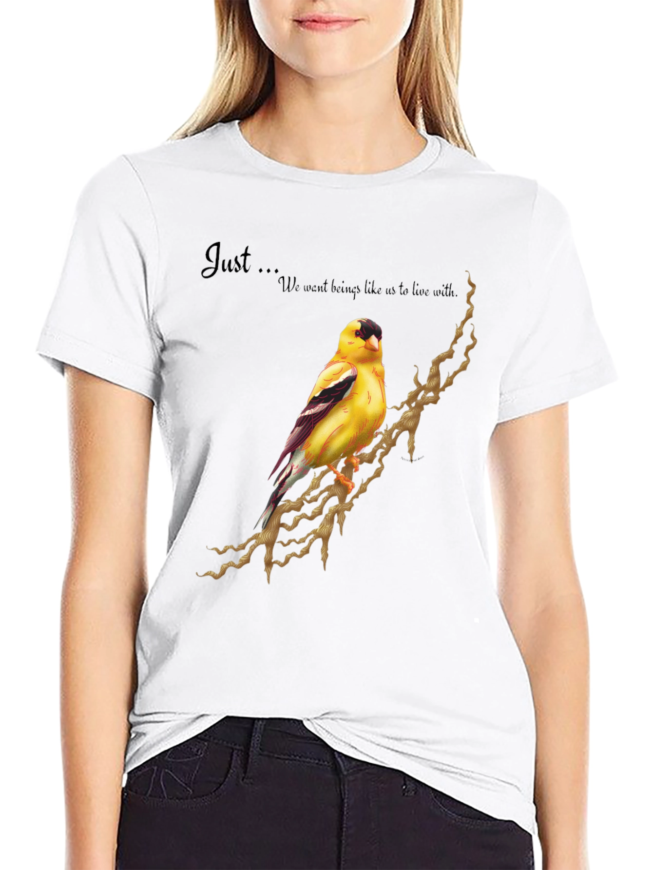 Black Goldfinch Bird Graphic Tee - Unique Design Shirt view 9