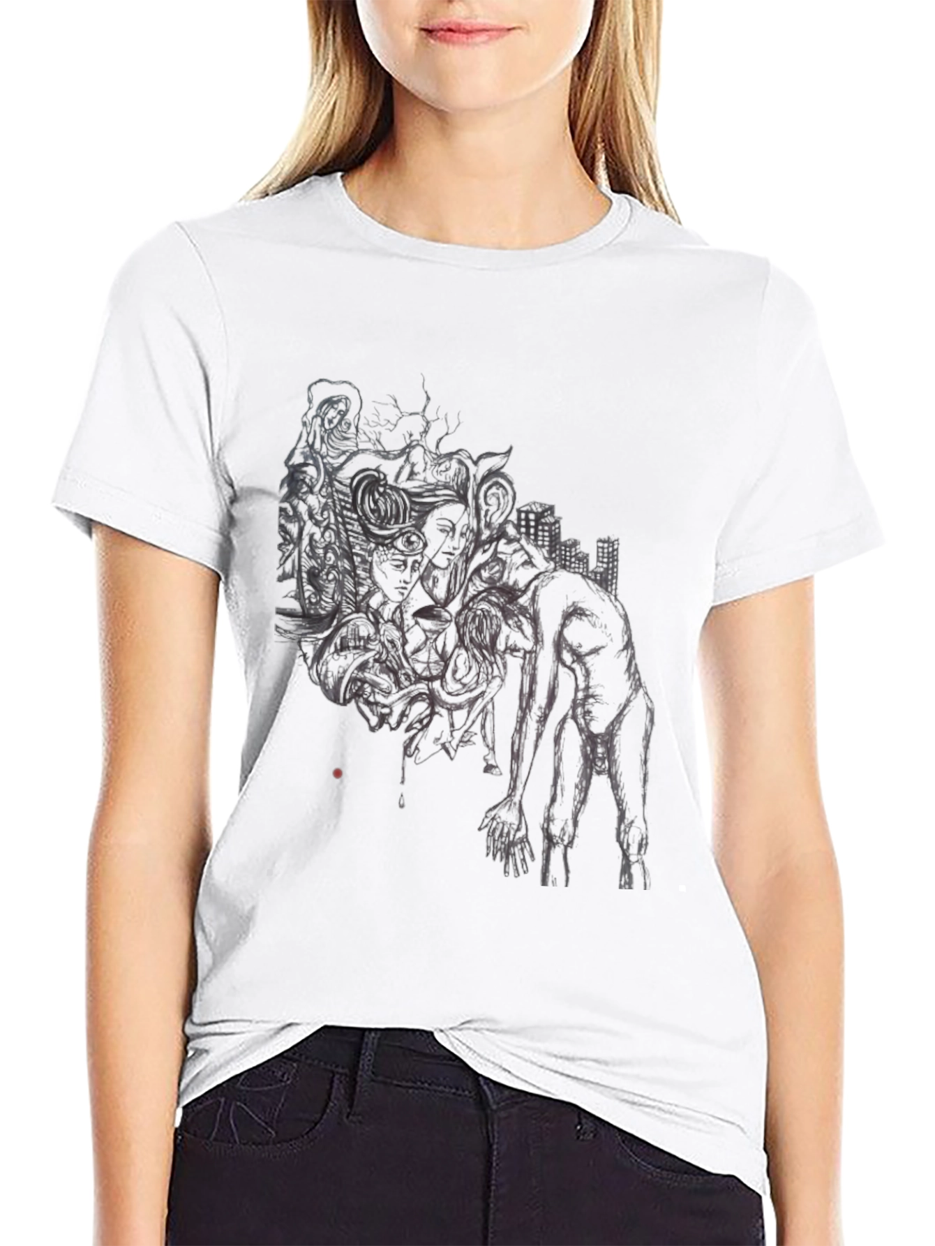 Black Unique Graphic Print Black T-Shirt view 9