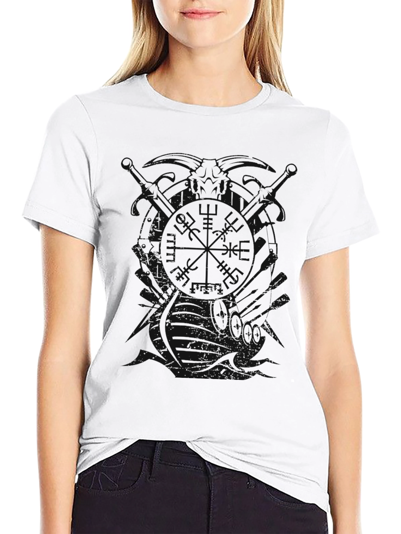 Black Plain Black Crewneck T-Shirt view 9