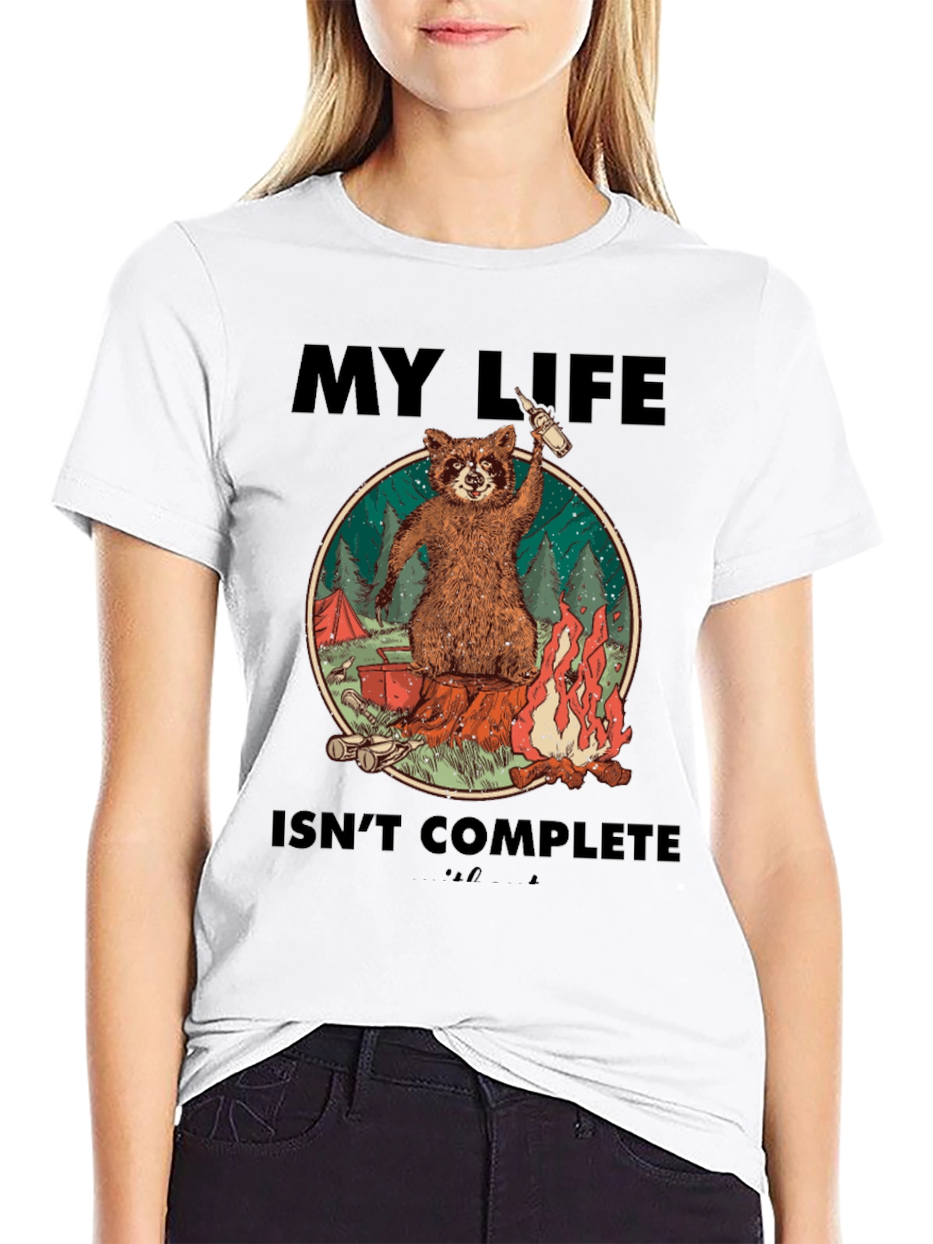 Black Raccoon Camping Graphic Tee - My Life Isn't Complete view 9