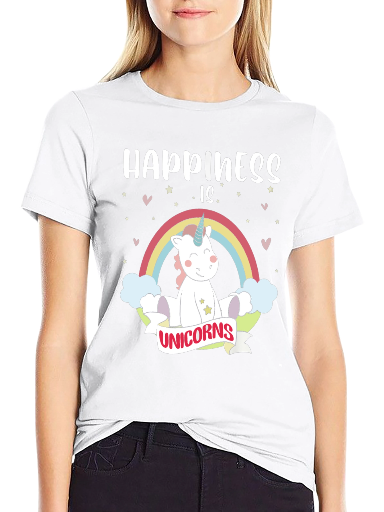 Black Happiness Is Unicorns Graphic T-Shirt view 9