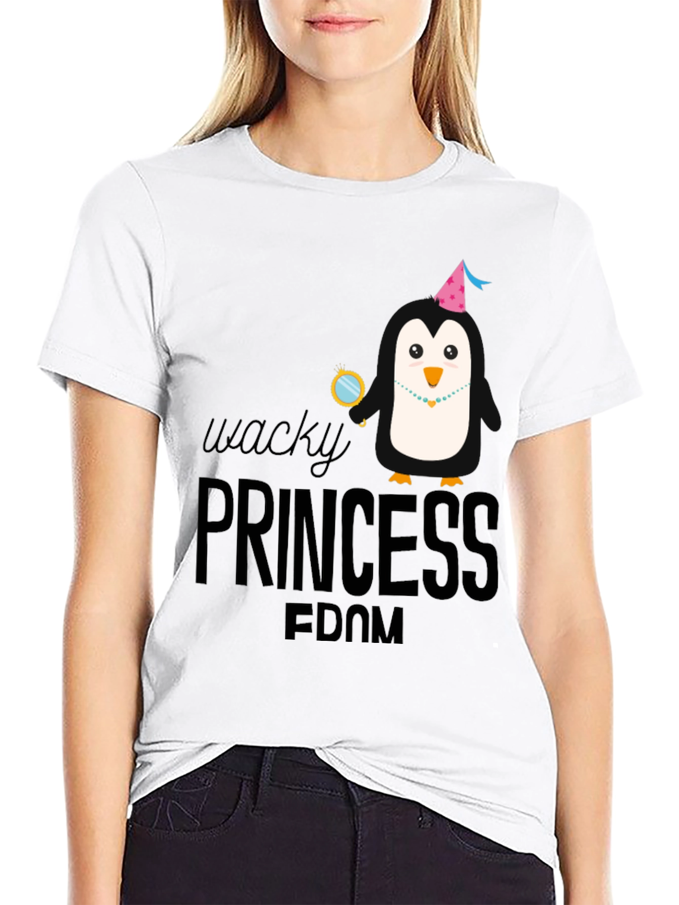 Black Wacky Princess Fdom Penguin Graphic T-Shirt view 9
