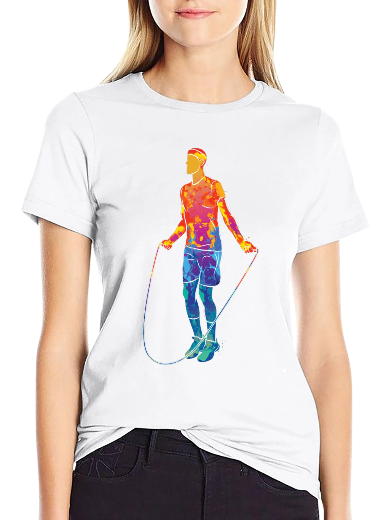 Black Retro Jump Rope Athlete Graphic T-Shirt view 9