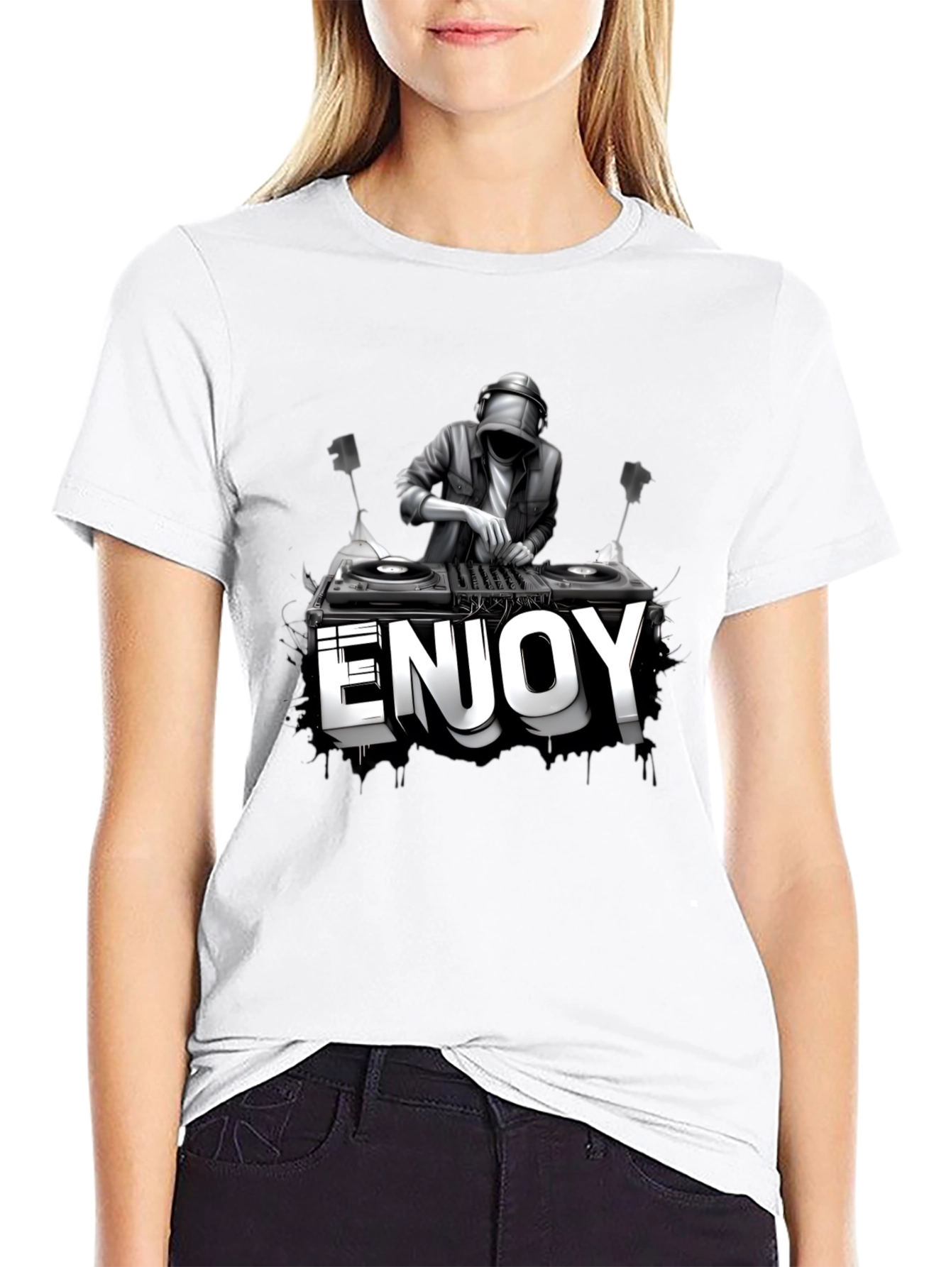 Black DJ Enjoy Graphic Black T-Shirt view 9