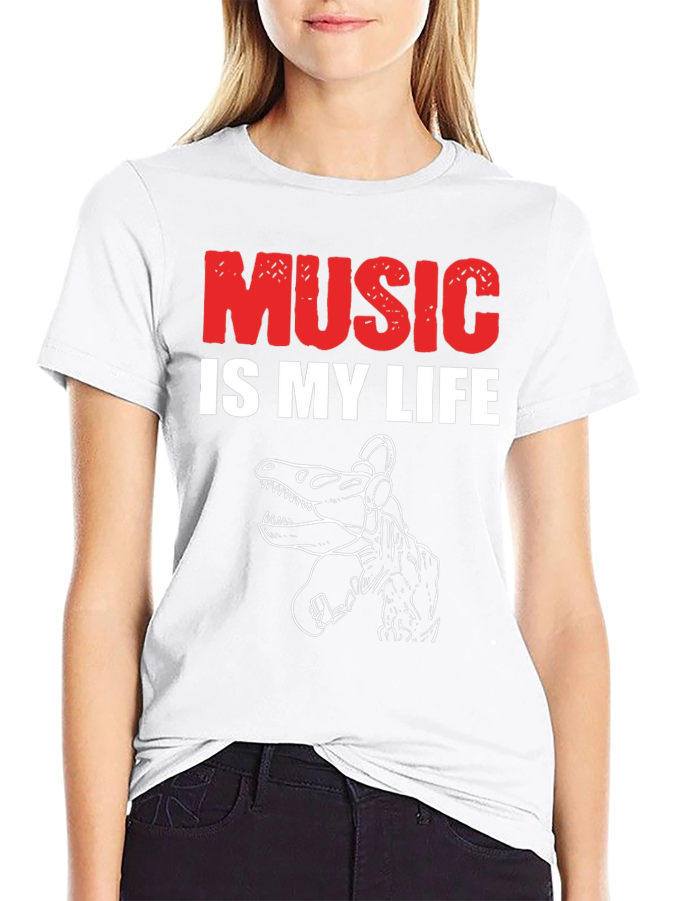 Black Music is My Life Dinosaur T-Shirt view 9