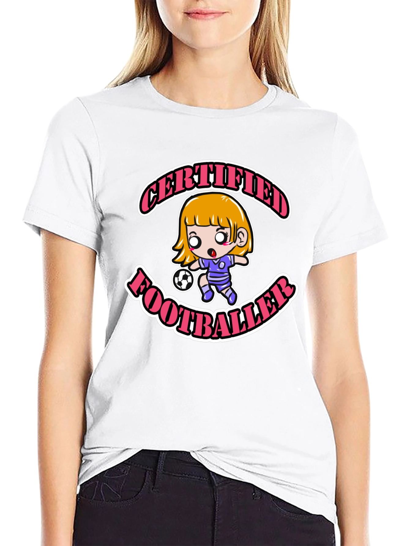 Black Certified Footballer Cartoon T-Shirt view 9