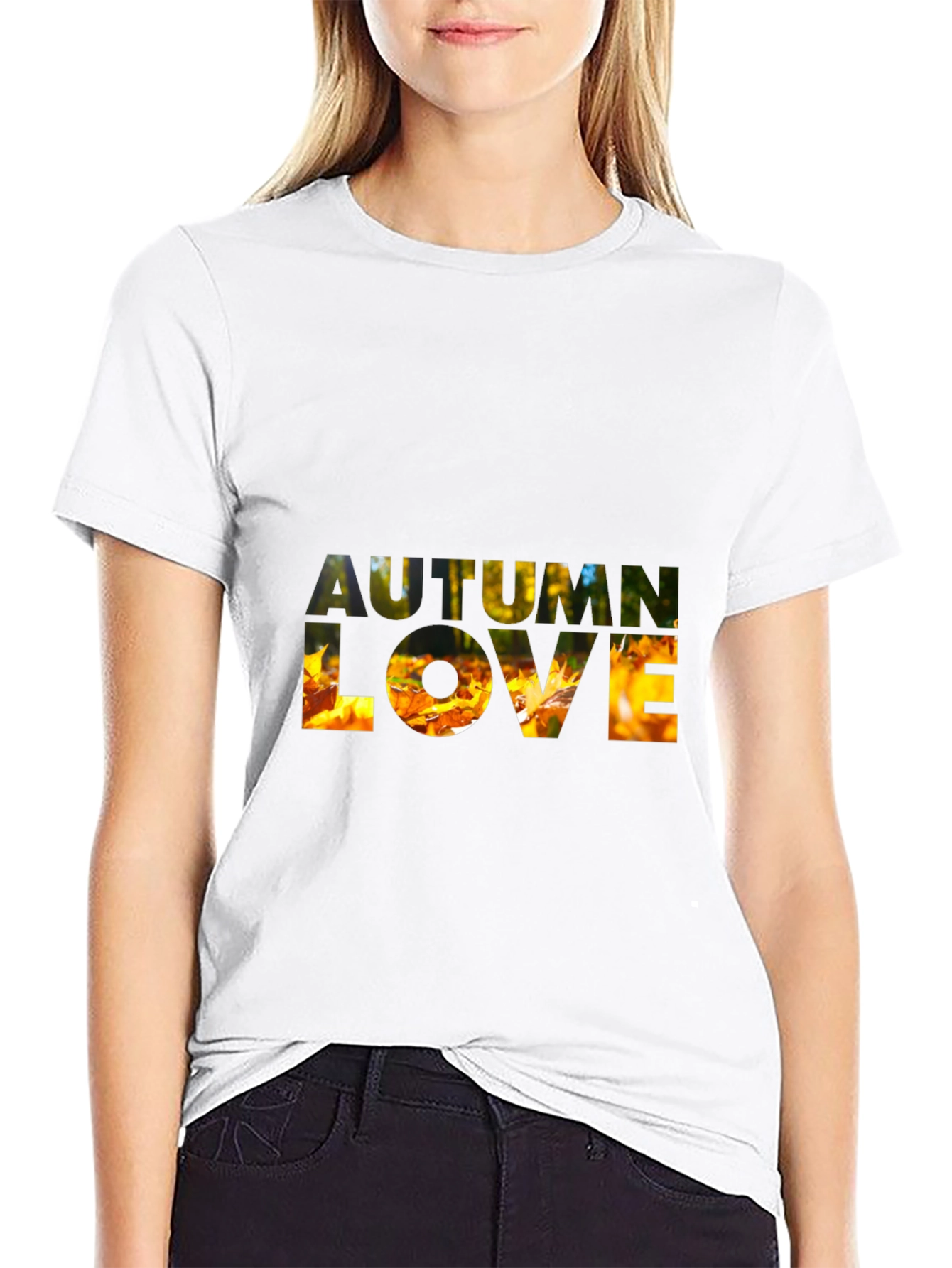 Black Autumn Love Graphic T-Shirt - Fall Season Tee view 9