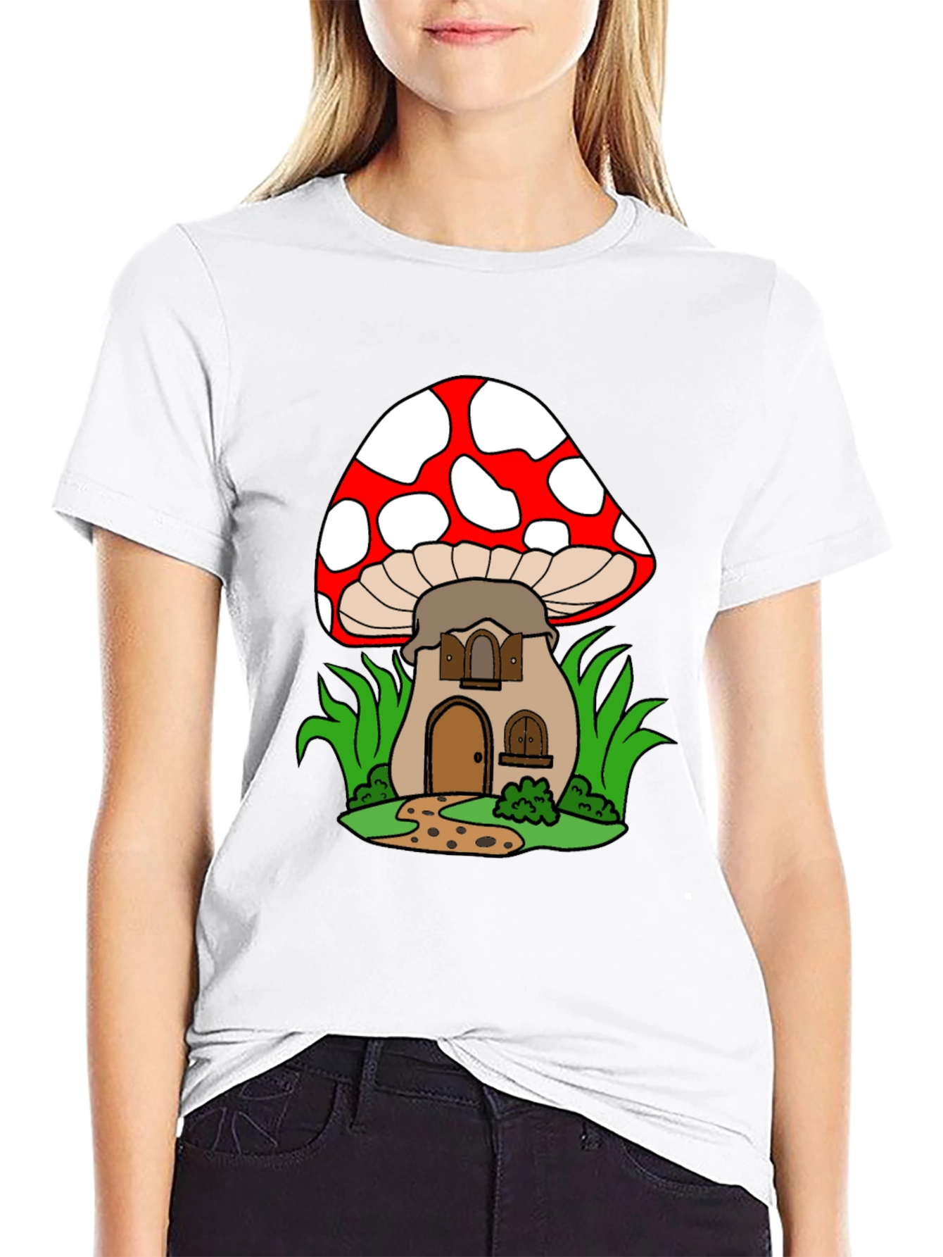 Black Mushroom House Graphic Tee - Fun & Unique Design view 9