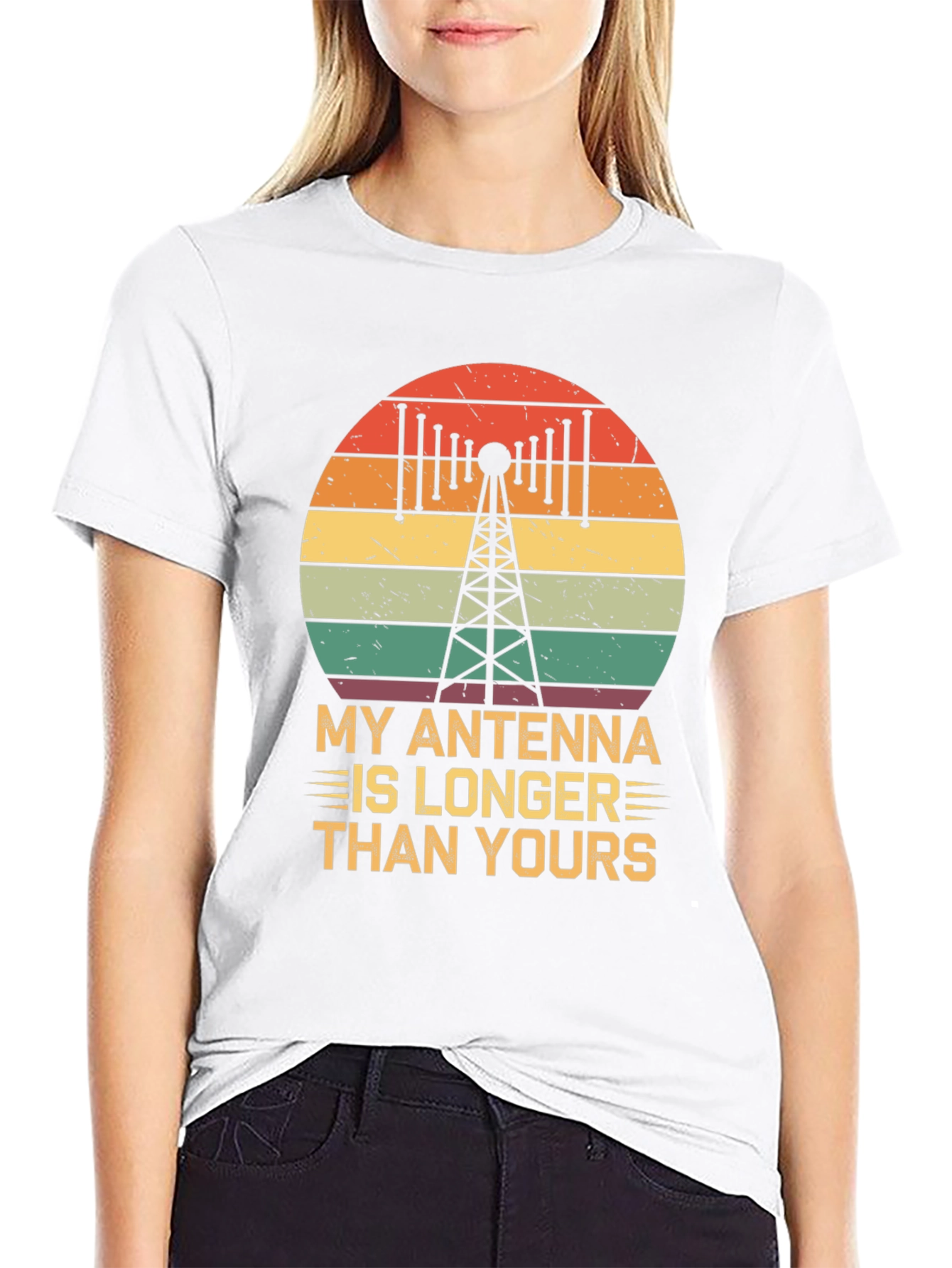 Black Antenna Longer Than Yours Funny Ham Radio T-Shirt view 9