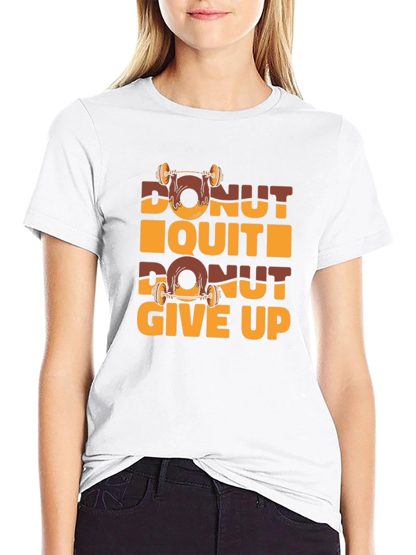 Black Donut Quit Funny Gym Workout T-Shirt view 9