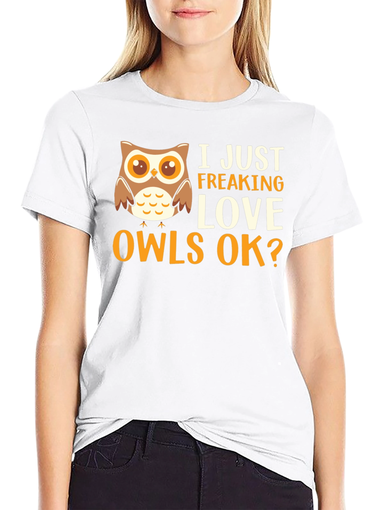 Black I Just Freaking Love Owls Graphic T-Shirt view 9
